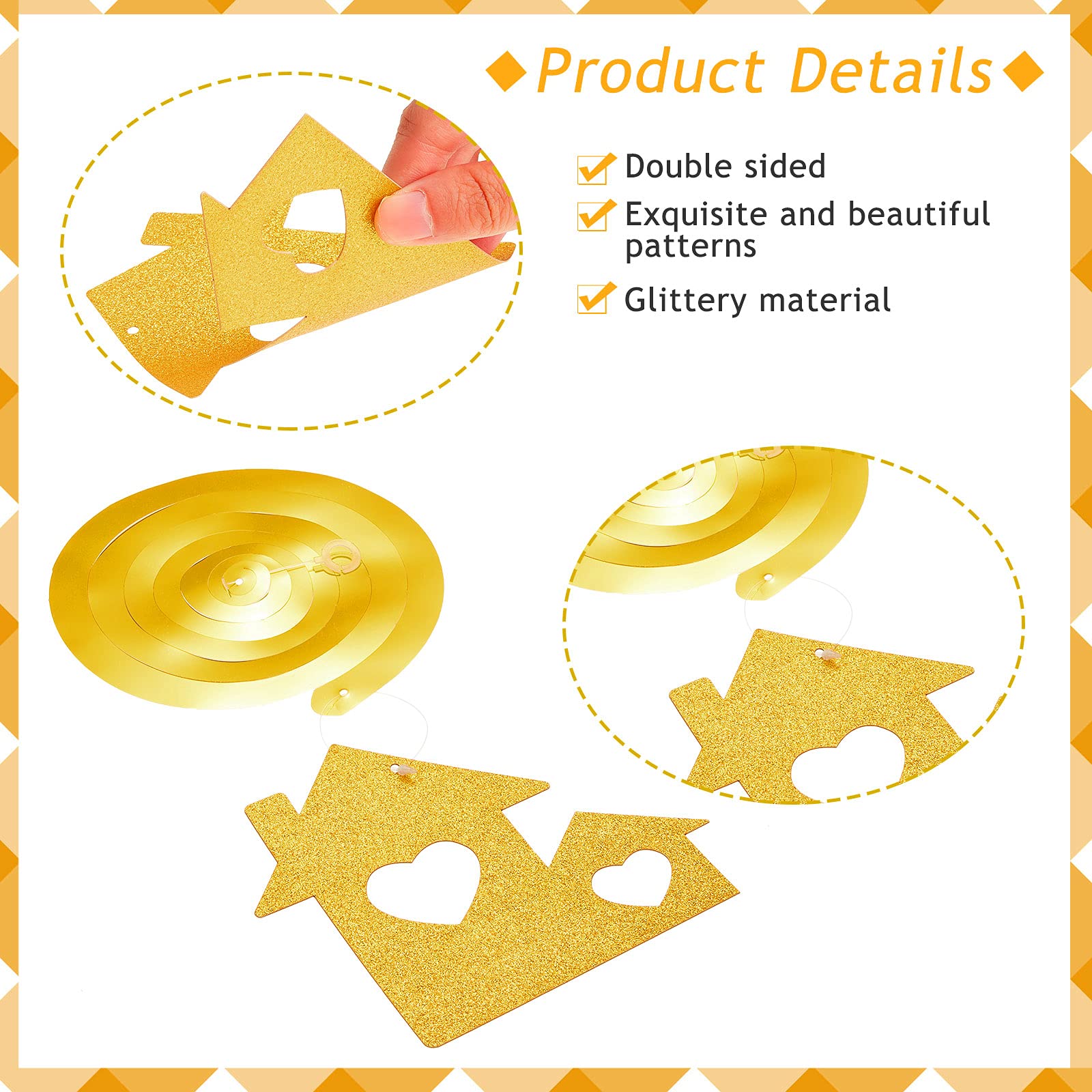 40-Piece Glitter Gold Welcome Home Hanging Swirl Decorations - Housewarming Party Supplies for Indoor & Outdoor Decor - Perfect for New Home Celebrations, Open House Events & Welcome Back Parties