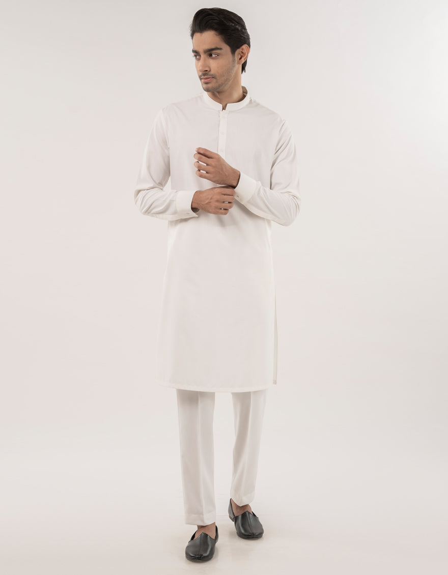 Stylish Blended White Kurta Trouser by J. Junaid Jamshed - Perfect for Eid, Weddings & Formal Occasions