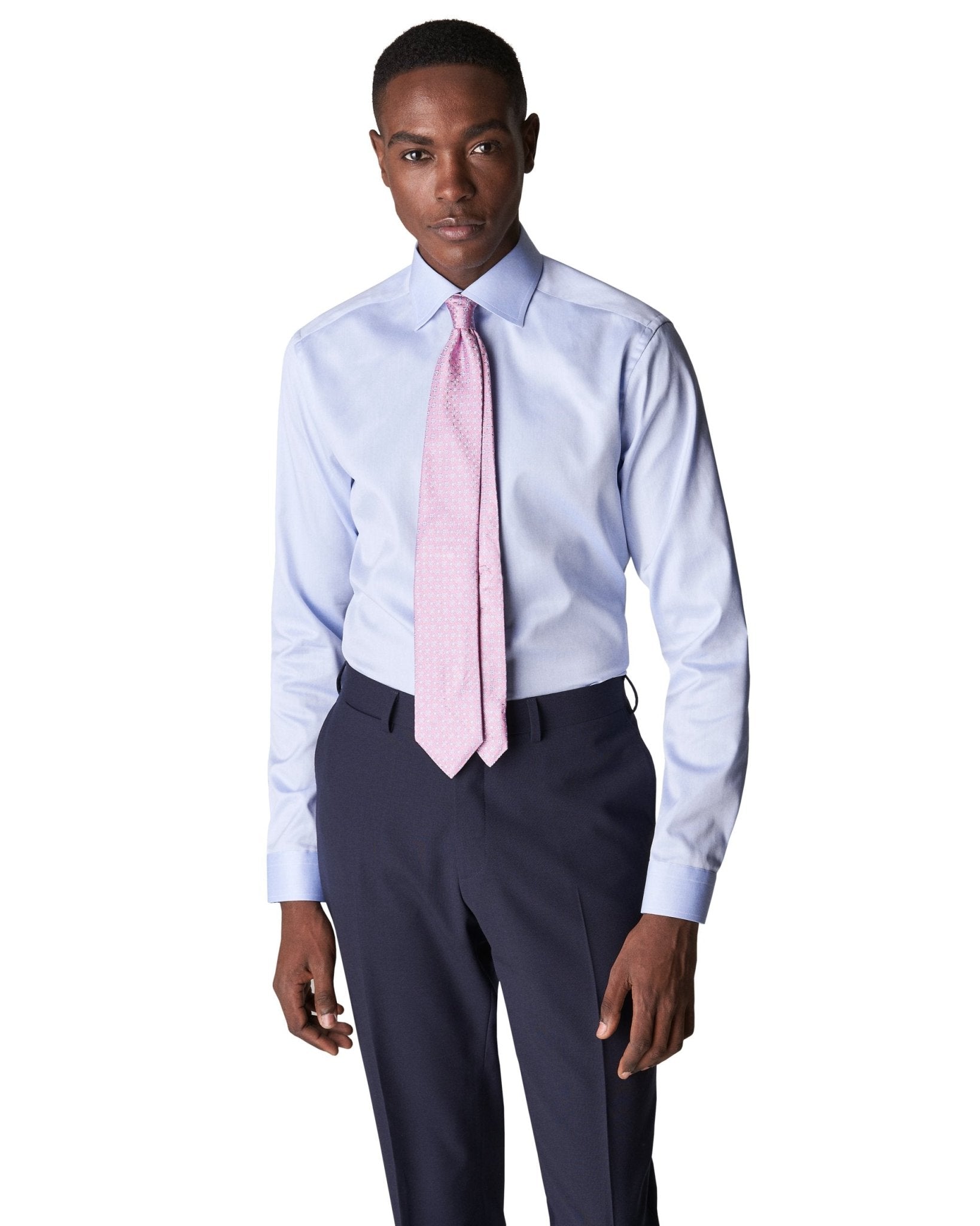 ETON Men's Plain Twill Tail Single Cuff Cotton Dress Shirt - Sky Blue | Business Casual & Office Wear | Formal & Wedding Attire