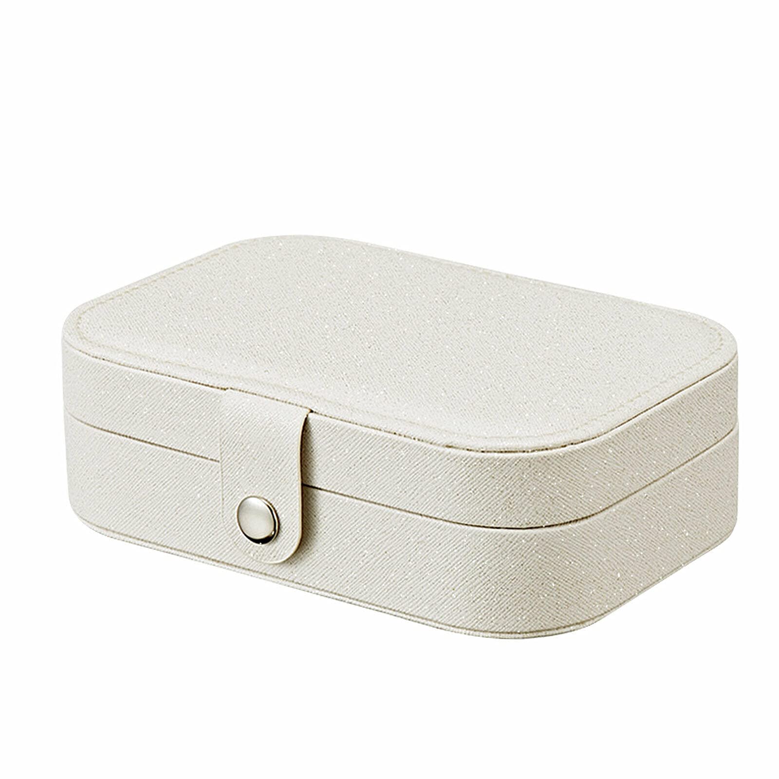 Portable Leather Jewelry Box Organizer - Travel Jewelry Storage Case for Necklaces, Rings & Earrings - Perfect for Travel, Home & Gift (White)