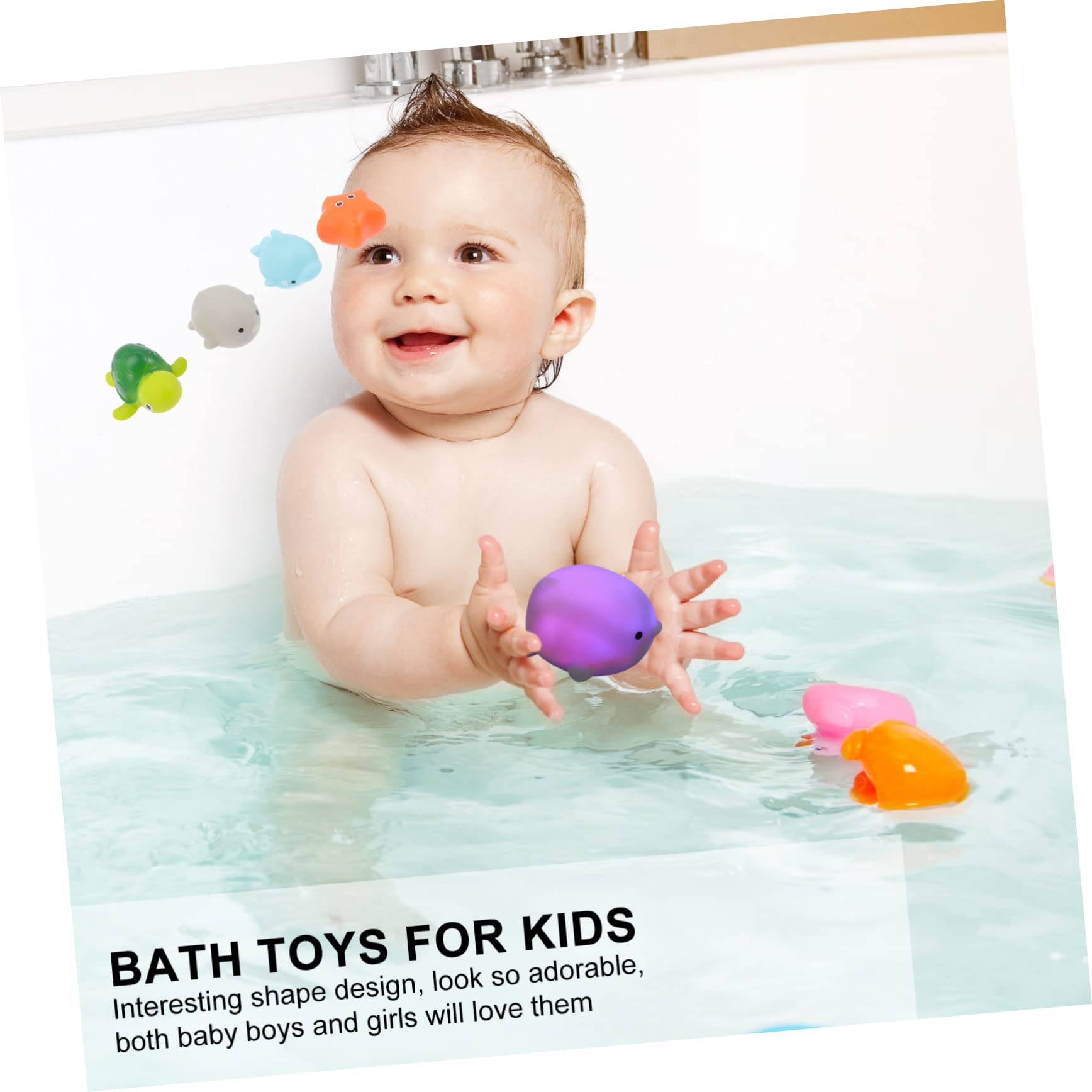 FAVOMOTO 16-Piece LED Bath Toys for Kids - Glow in The Dark Bathtub Toys, Floating Water Toys for Toddlers & Babies - Fun Bath Time & Pool Playtime Sensory Toys