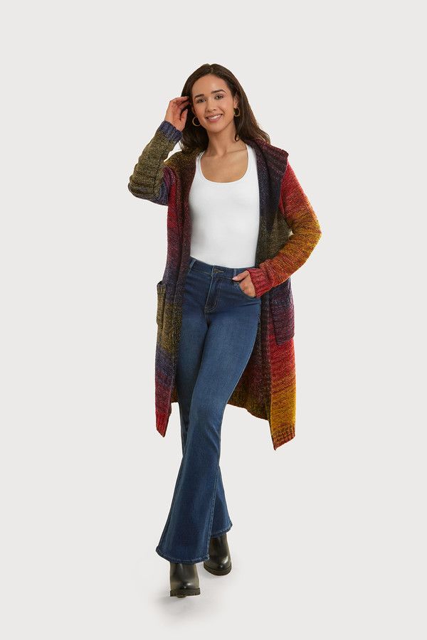 Rainbow Long Cardigan for Women - Soft & Cozy Fall Cardigan Sweater - Perfect for Layering in Autumn & Winter