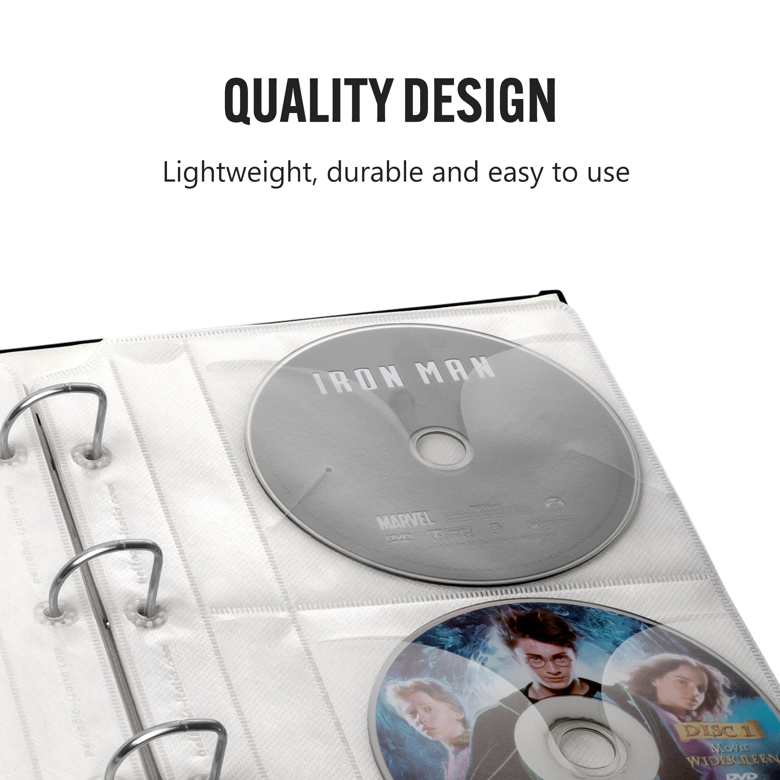 Acid-Free CD/DVD Storage Binder Insert Sheets - 6 Pack (48 Sheets) for DVDs, CDs, Blu-Rays & Video Games - Perfect for Media Organization at Home or Office