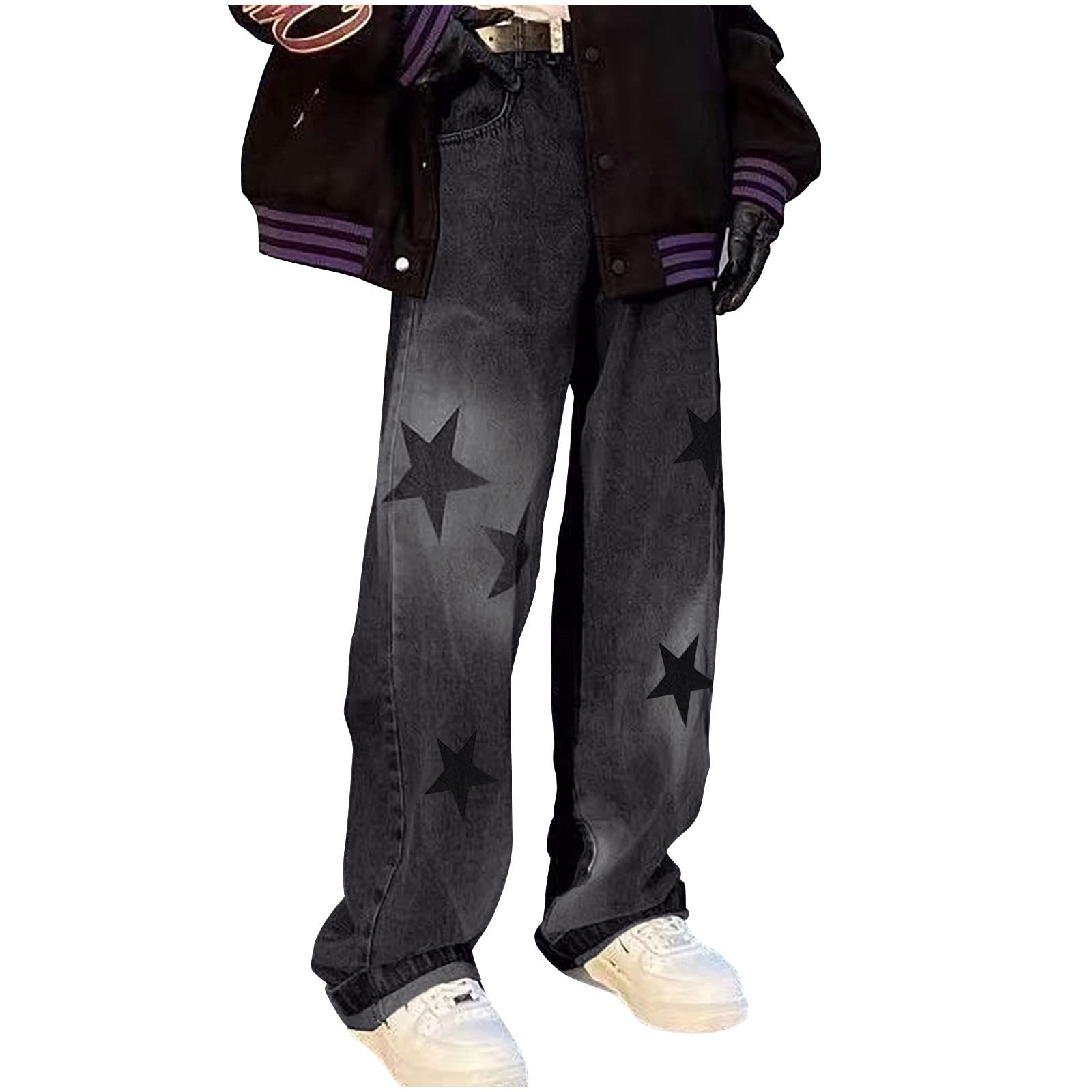 Women's High Waist Baggy Jeans - Y2K Streetwear Pants for Casual Outfits