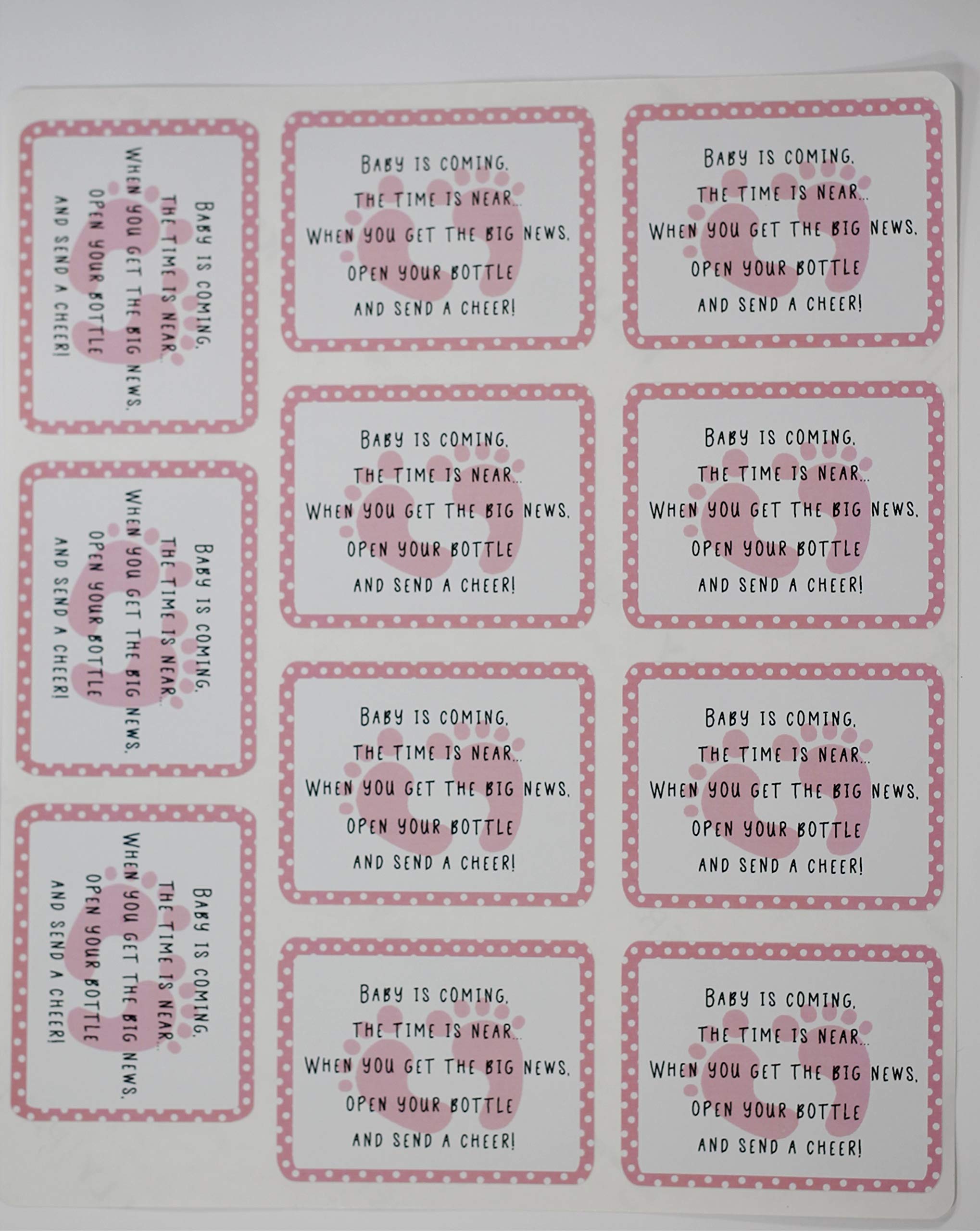 Baby Shower Wine Bottle Labels - 22 Pink Stickers for Mini Bottles & Party Decor