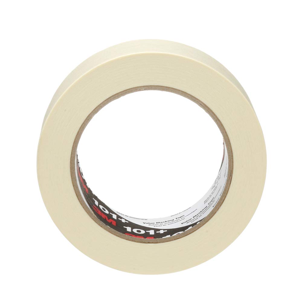 3M 101+ Value Masking Tape, Tan, 36mm x 55m (1.4in x 60yd) – Bulk Pack of 24 Rolls, Low-Tack Painters Tape for Delicate Surfaces, DIY Projects, Home Painting & Crafting – Easy Tear, Clean Removal, Residue-Free