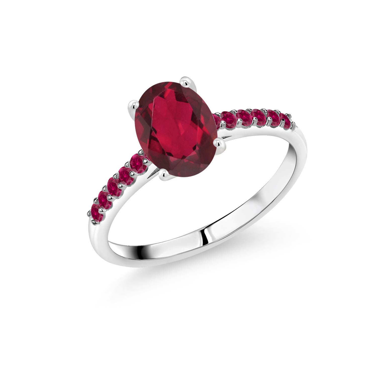 1.48 Ct Oval Red Mystic Topaz & Ruby 10K White Gold Ring for Women | Gem Stone King | Elegant Jewelry for Engagement, Anniversary & Special Occasions