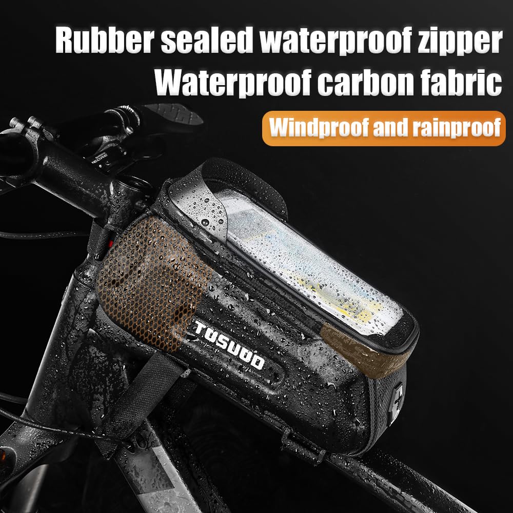 **Waterproof Bike Phone Mount Bag - Touchscreen Accessible Frame Bag for Bicycles | Compatible with Phones Under 7.2