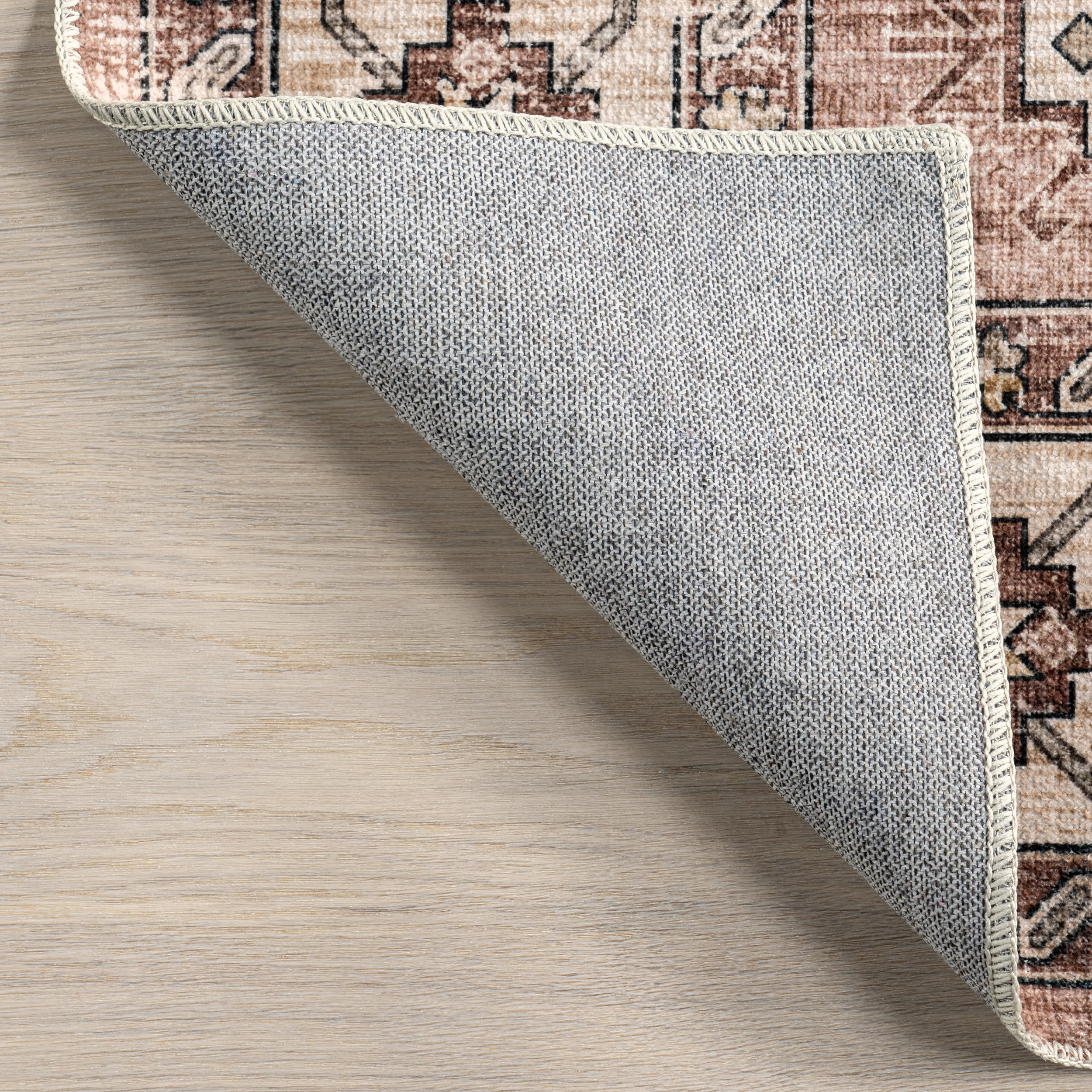Distressed Washable Rug - Soft & Durable Blush Pink Area Rug for Living Room, Bedroom, or Nursery | Machine Washable Bohemian Decor