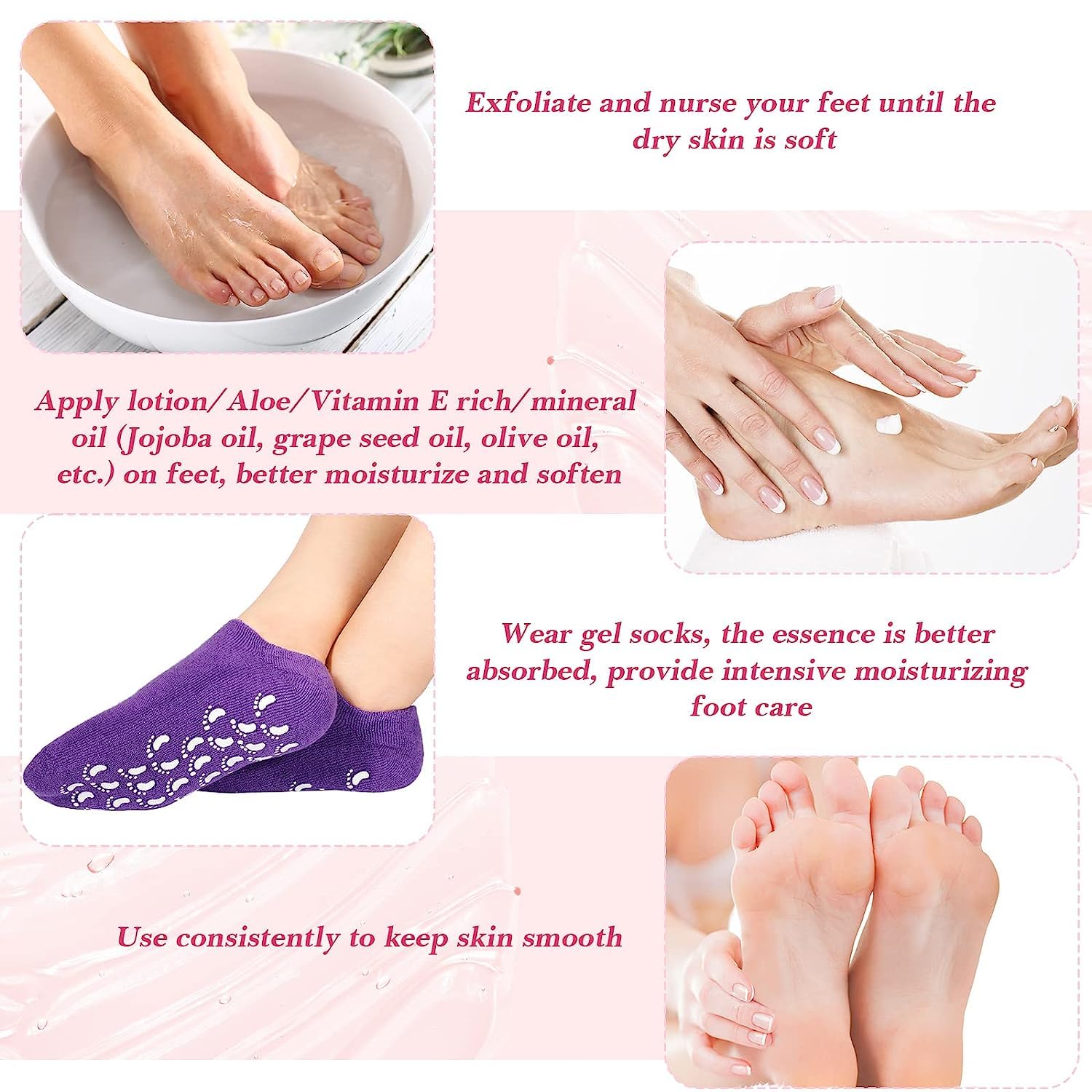 BIYALI Moisturizing Gel Socks for Dry Cracked Feet - Softening & Healing Overnight Foot Care with Non-Slip Silicone Design - Perfect for Spa Treatment, Rough Skin Repair & Daily Foot Moisturizing (1 Pair) - Ideal for Home Relaxation, Pedicure Aftercare & Winter Foot Protection