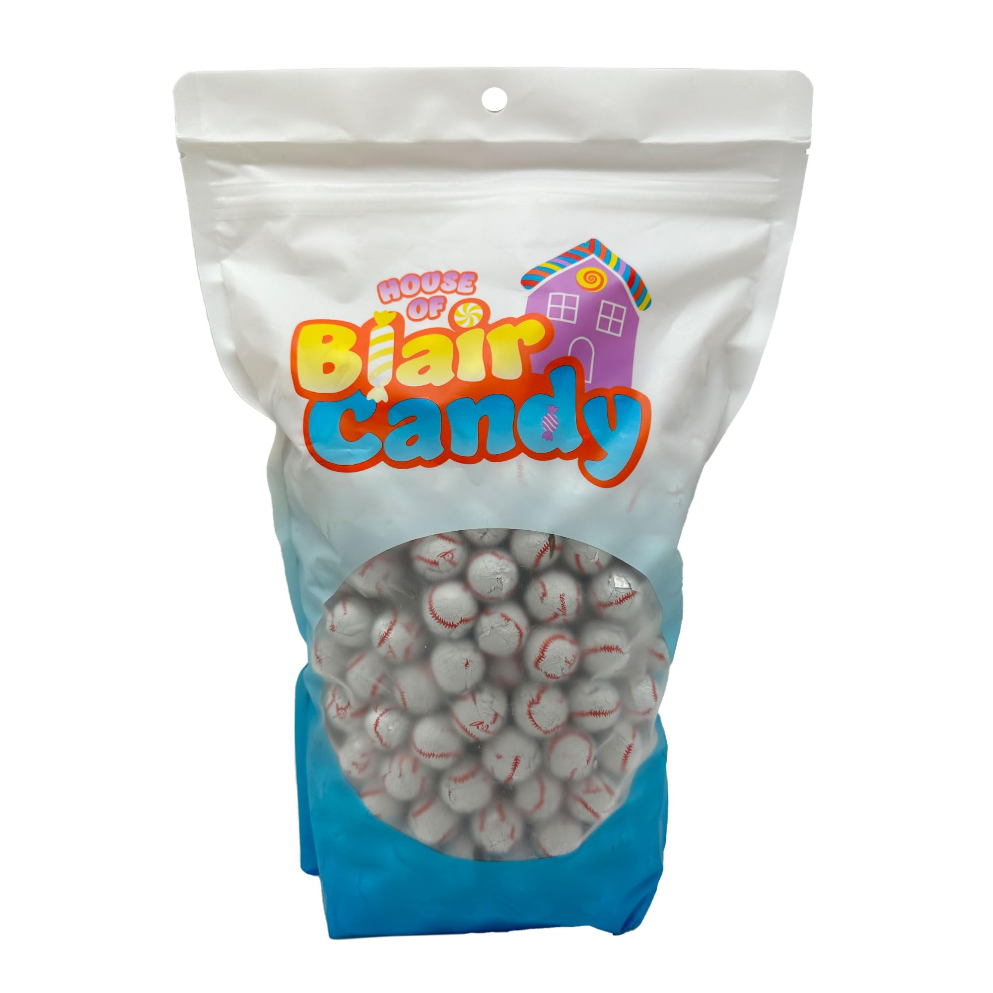 Premium Chocolate Baseballs - 5 LB Bulk Candy Bag (400 Count) - Individually Foil Wrapped Mini Chocolate Balls - Resealable Stand Up Pouch - Sports Themed Party Favors, Halloween Treats & Office Snacks