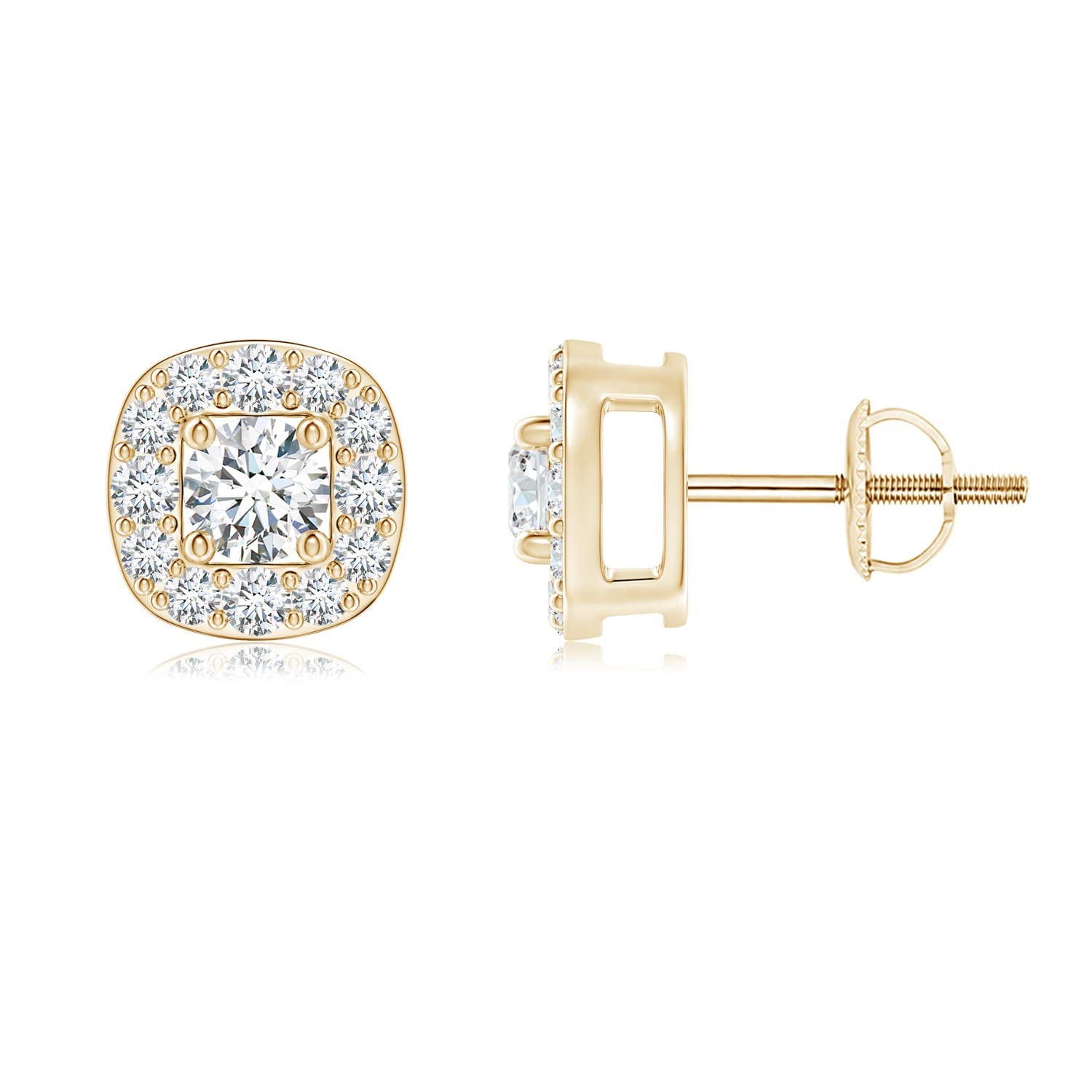 ANGARA 14K Solid Gold/Platinum Natural Diamond Halo Earrings for Women - April Birthstone Jewelry Gift for Her | Birthday, Wedding, Anniversary Present | Elegant for Parties, Date Nights & Special Occasions