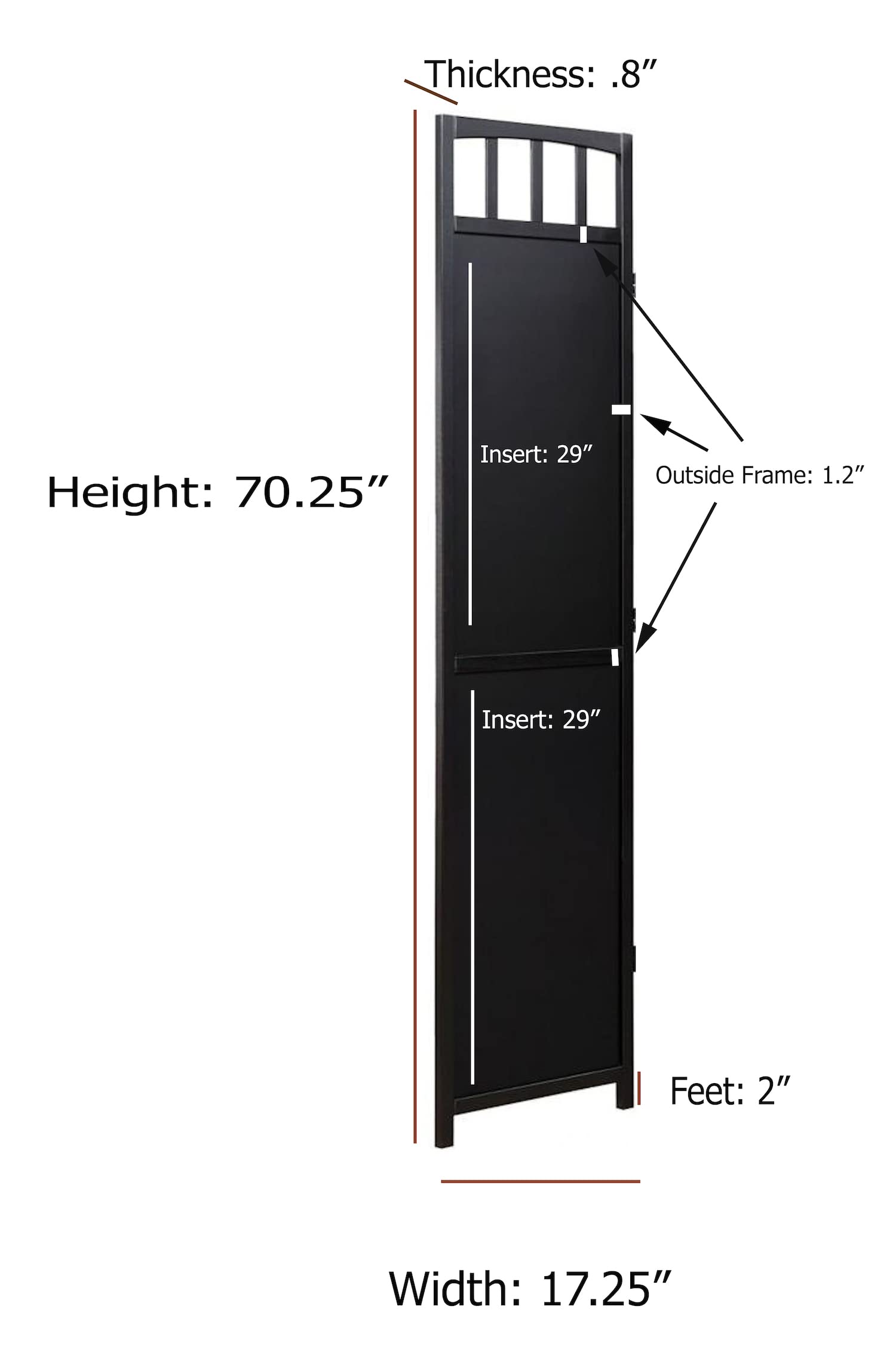 Black Wooden Privacy Screen - 4 Panels Room Divider 5.6' Tall for Home & Office