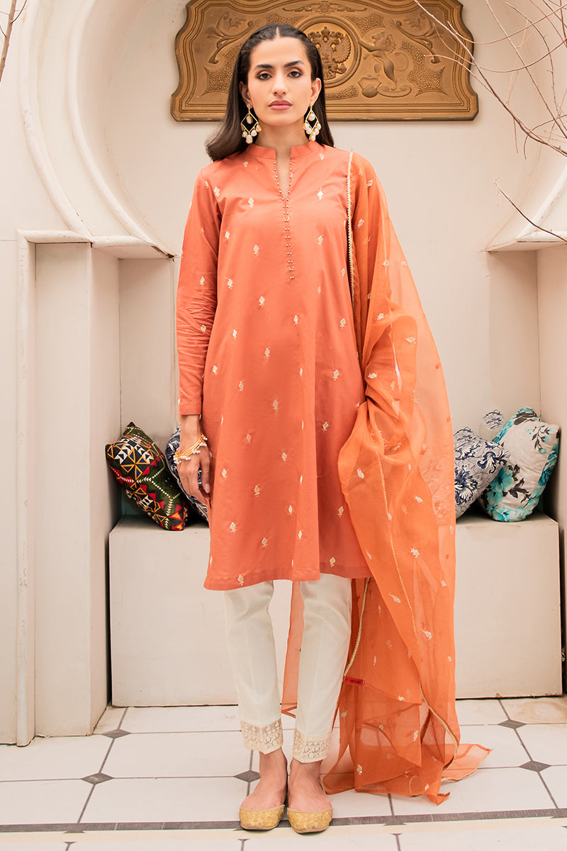 Autumn Glaze 2-Piece Set (Shirt & Dupatta) - Elegant Ethnic Outfit for Women | Perfect for Festivals, Weddings & Cultural Events