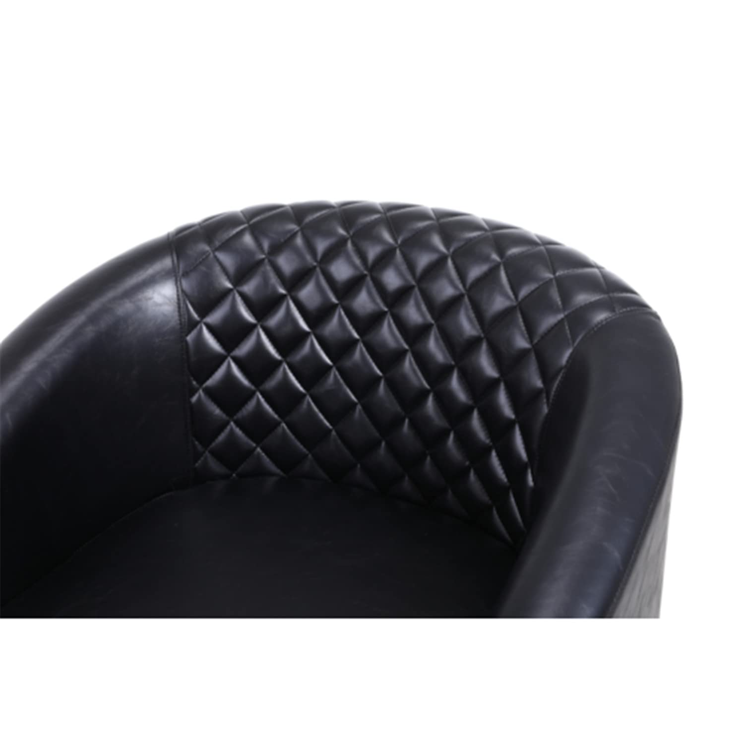 PU Leather Single Leisure Chair with Nailhead Trim & Diamond Stitched Back - Solid Wood Legs - Modern Accent Chair for Bedroom, Living Room & Office - Black