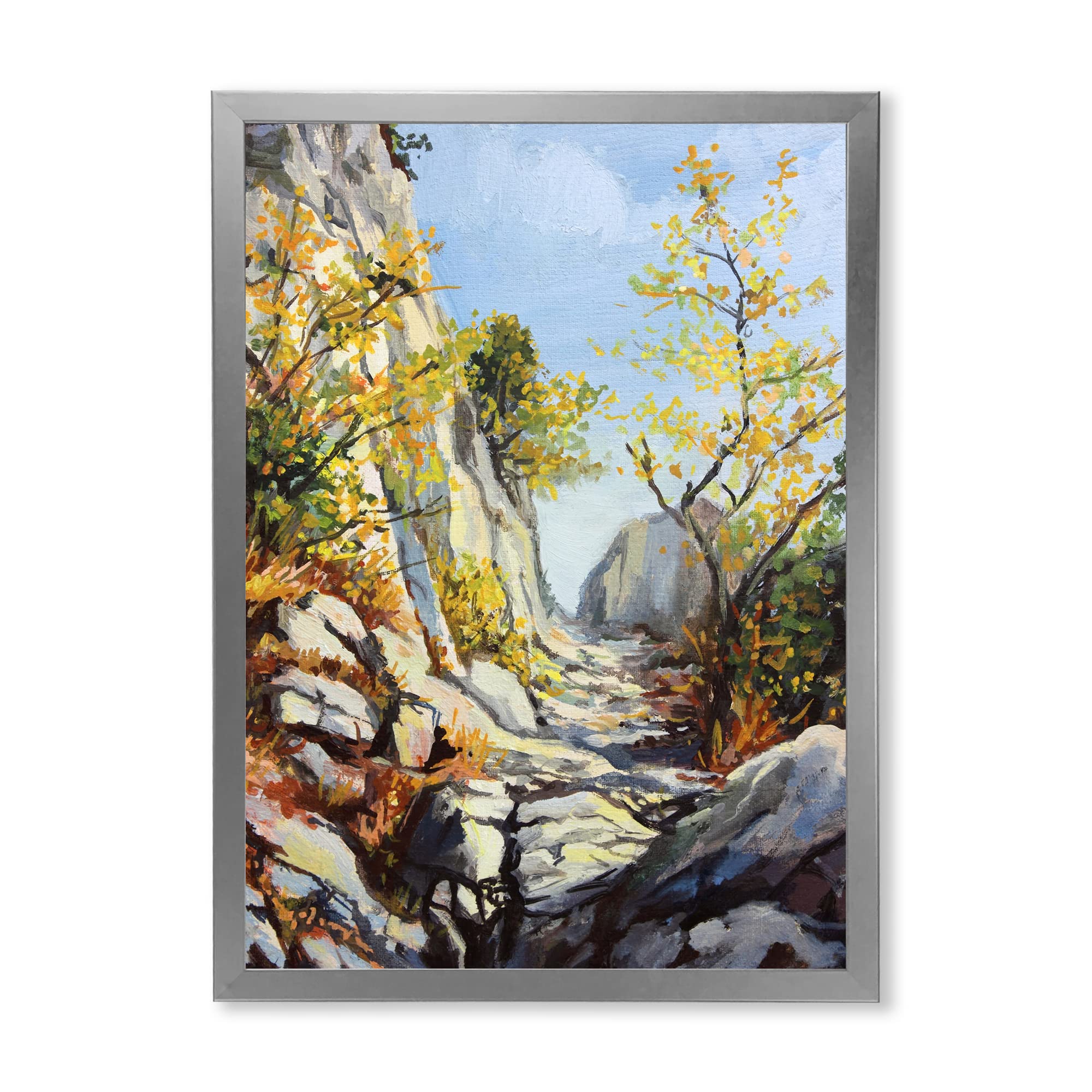 DesignQ Autumn Marble Path Traditional Framed Wall Art - Perfect for Living Room, Bedroom & Office Decor