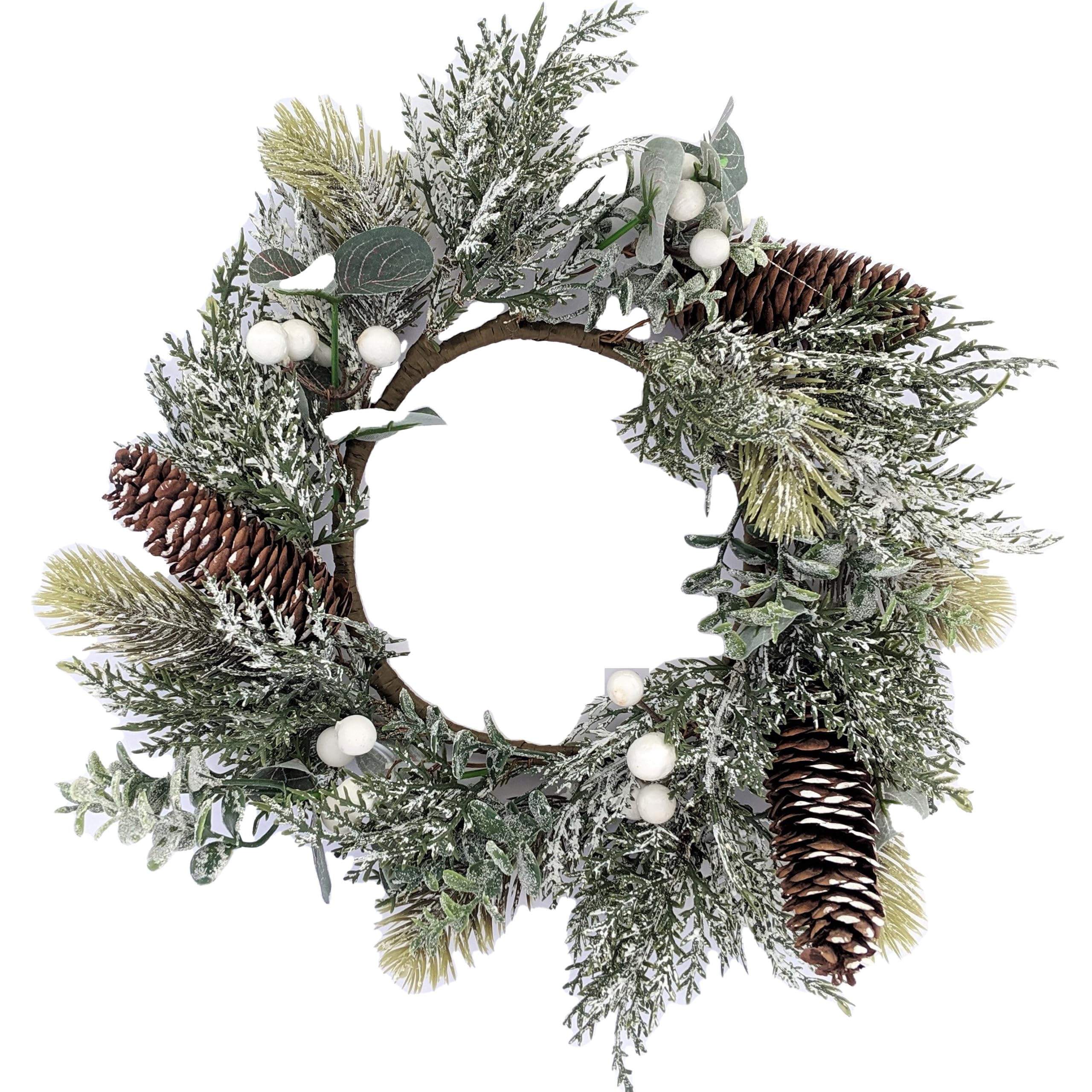 Rustic Farmhouse Small Wreath with Frame - Seasonal Home Wall Decor for Living Room, Entryway & Kitchen - Perfect for Christmas, Winter Holiday & Year-Round Home Decoration by Foundations Decor