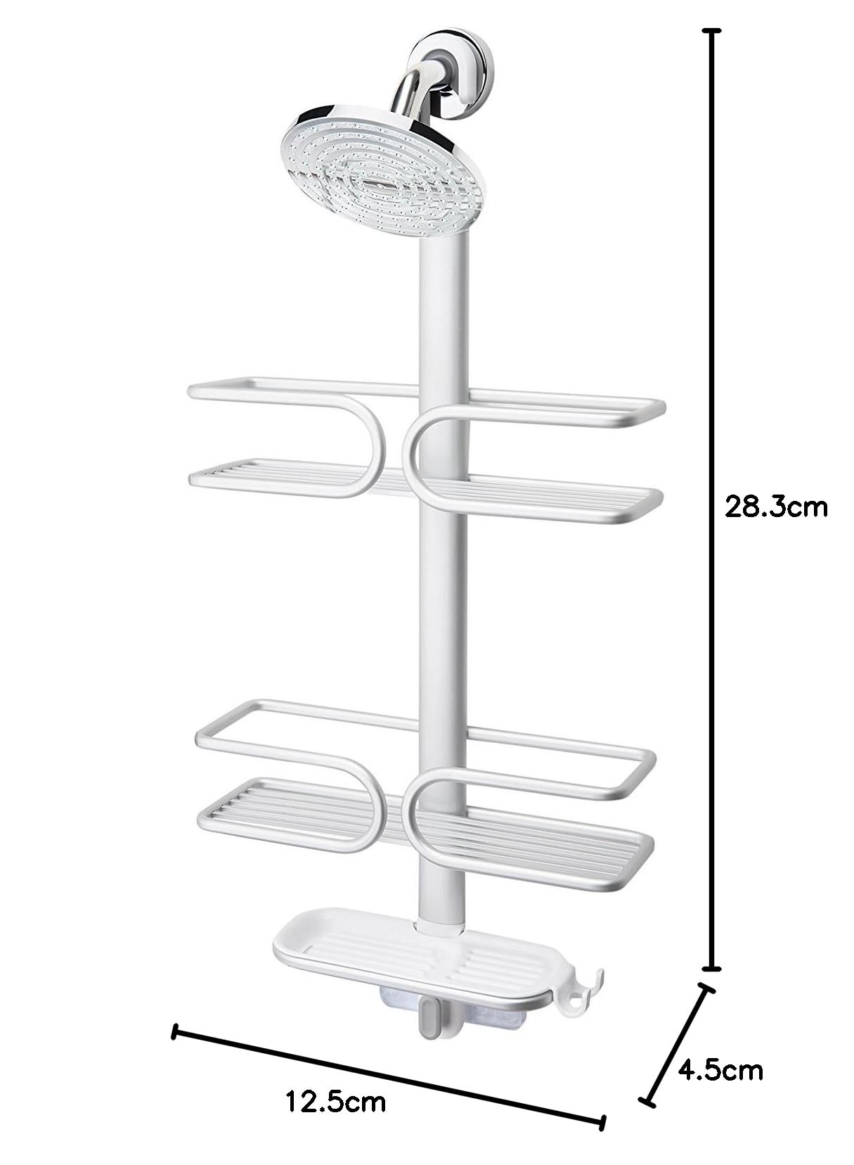 OXO Good Grips 3-Tier Aluminum Shower Caddy Organizer - Rustproof Bathroom Storage for Shampoo, Conditioner & Soap - Perfect for Showers, Bathtubs & Dorm Rooms