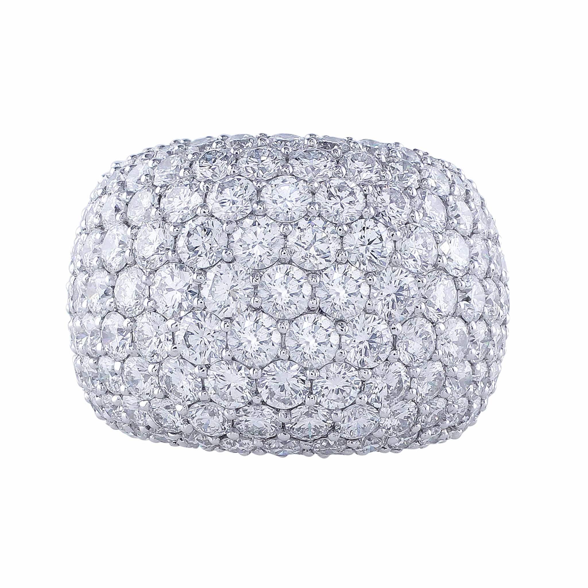 18K White Gold Tapered Pave Diamond Ring - 8.25 Carat Total Weight, Elegant Wedding Band, Anniversary Gift for Her, Perfect for Engagement & Special Occasions