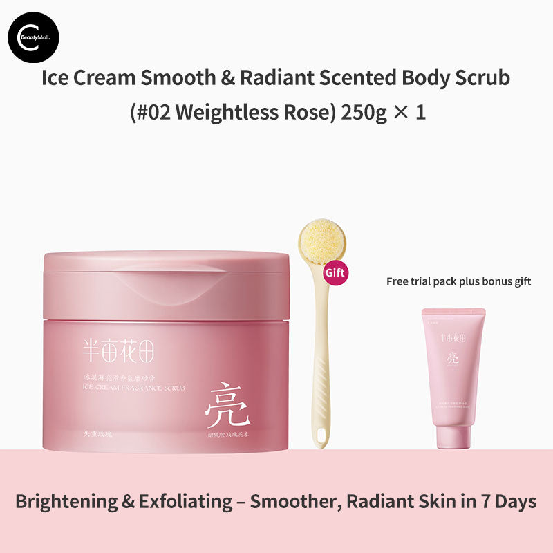 Little Dream Garden Ice Cream Brightening Body Scrub - Exfoliating & Skin Illuminating Scrub for Smooth Glowing Skin | Perfect for Spa Day, Self-Care Routine & Gift Giving