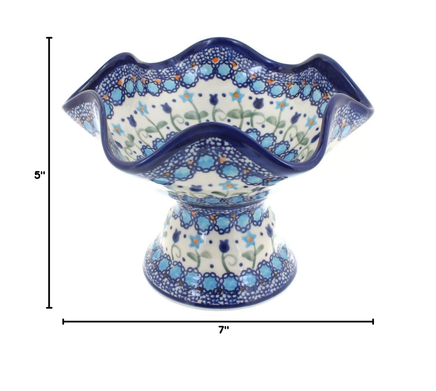Blue Rose Polish Pottery Savannah Pedestal Candy Dish - Handmade Ceramic Candy Bowl for Home Decor, Wedding Centerpiece & Gift Giving