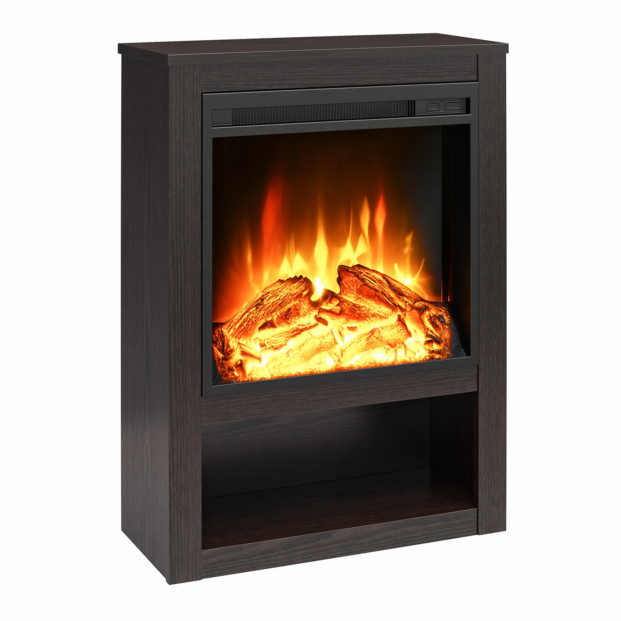 Ameriwood Home Clermont Electric Fireplace Mantel in Espresso - Modern Electric Fireplace TV Stand for Living Room, Bedroom & Office