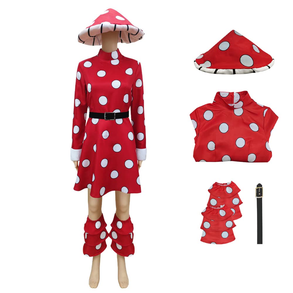 Komori Kinoko Anime Cosplay Costume - Red Mushroom Dress with White Spots for Halloween, Comic Con & Cosplay Events | Perfect for Anime Fans, Halloween Parties & Themed Events