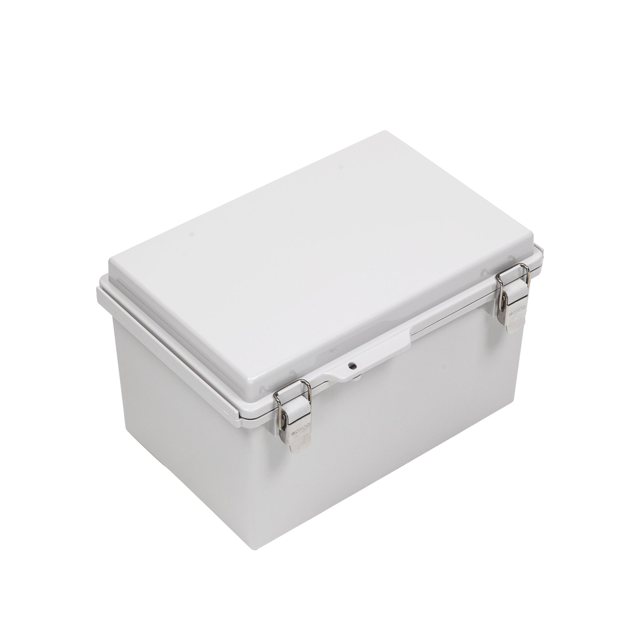 Boxco P Series Waterproof Plastic Enclosure - 7.87 x 11.81 x 7.09 Inches (200 x 300 x 180mm) - IP67 & IK08 Rated Polycarbonate Grey Case with Molded Hinge & Latch - Ideal for Outdoor Electronics, Industrial Equipment & Electrical Component Protection