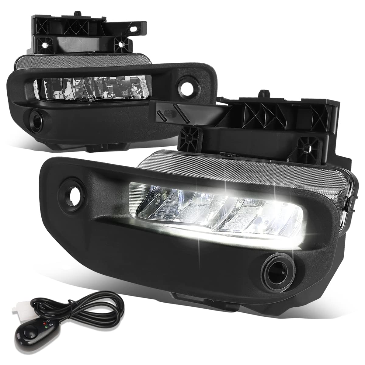 Auto Dynasty Full LED Fog Lights with Switch & Bezels - Compatible with Ram 1500 2019-2024 (Driver & Passenger Side, Clear Lens) - Enhanced Visibility for Night Driving & Off-Road Adventures