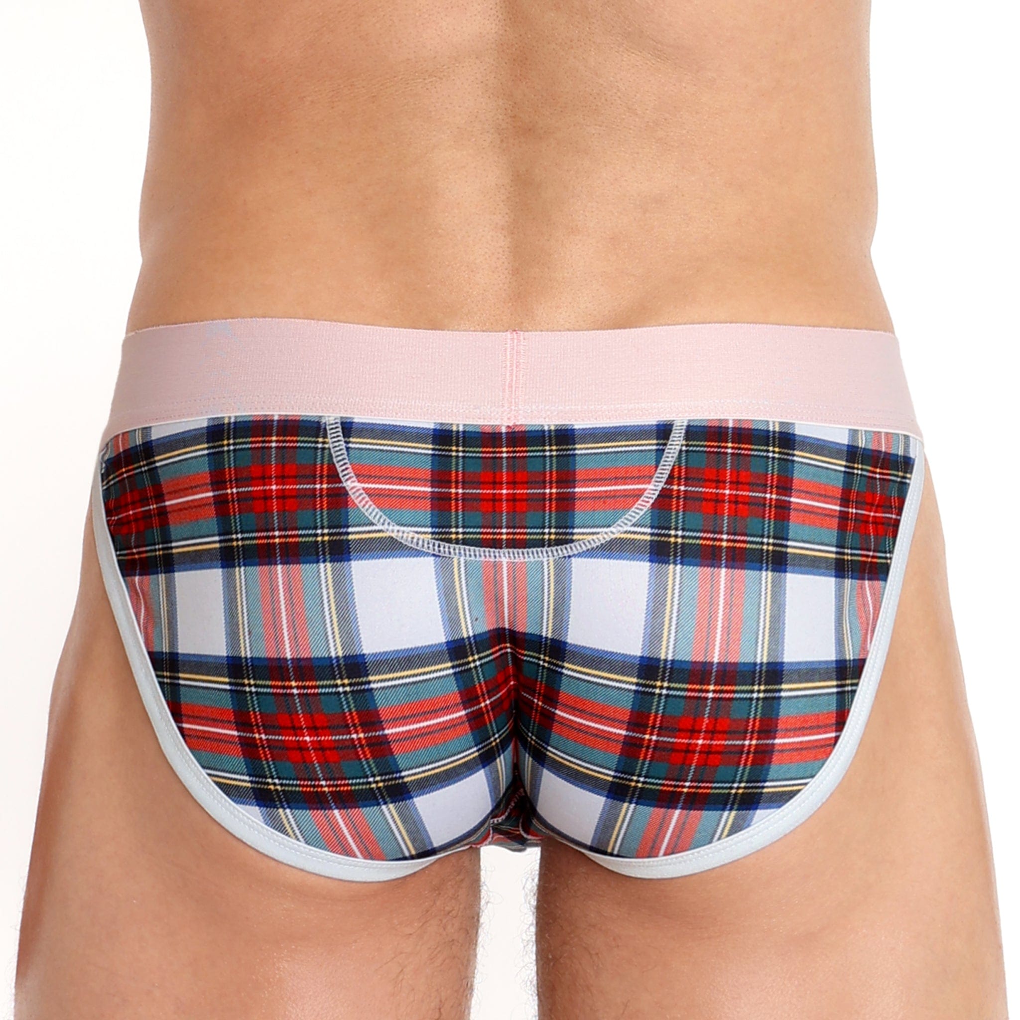 Men's Tartan Plaid Sport Brief Underwear - White - Comfortable Athletic Boxer Briefs for Running, Gym & Everyday Wear