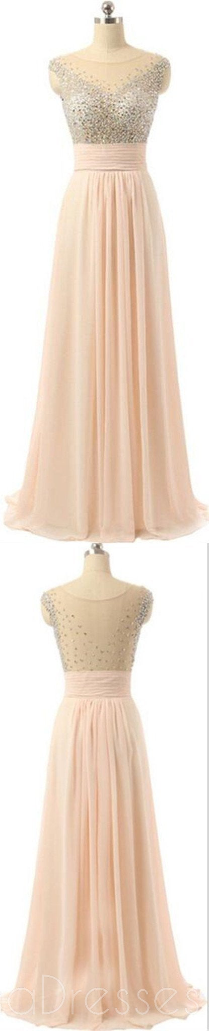 Elegant Chiffon Prom Dresses with Sheer Back | Affordable Long Evening Gowns for Homecoming, Cocktail Parties & Formal Events | PD0181