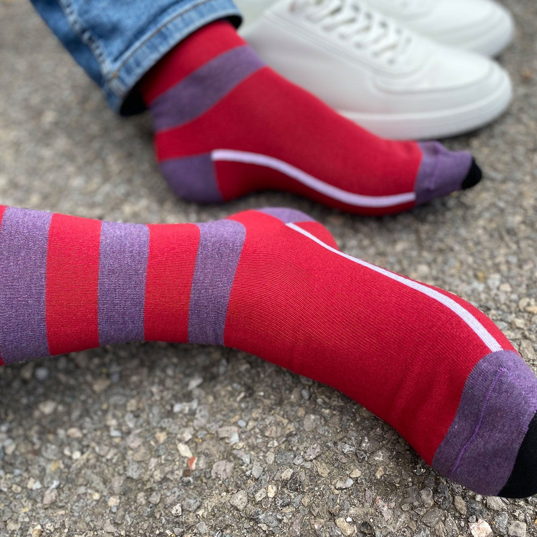 Equilibrium Men's Organic Cotton Socks - Breathable & Comfortable Red Crew Socks for Running, Hiking & Everyday Wear