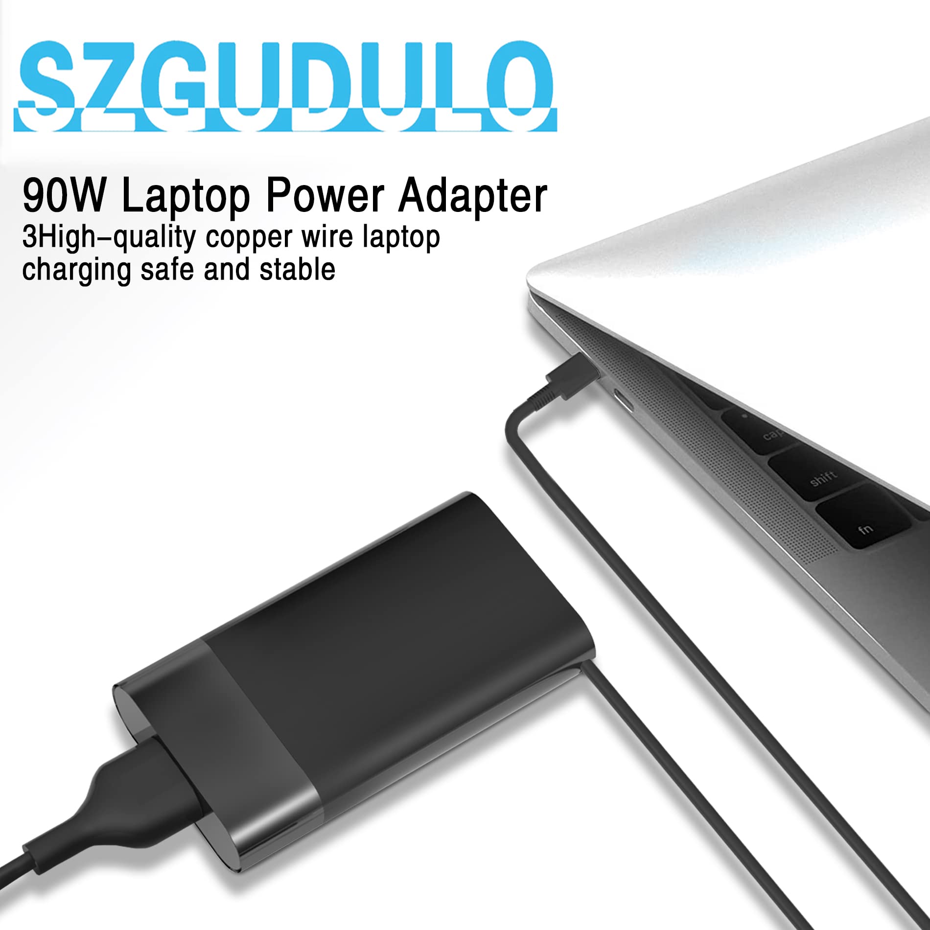 90W USB C Laptop Charger Fast Charging Compatible with Dell XPS, Inspiron, Latitude - Perfect for Home, Office & Travel Use