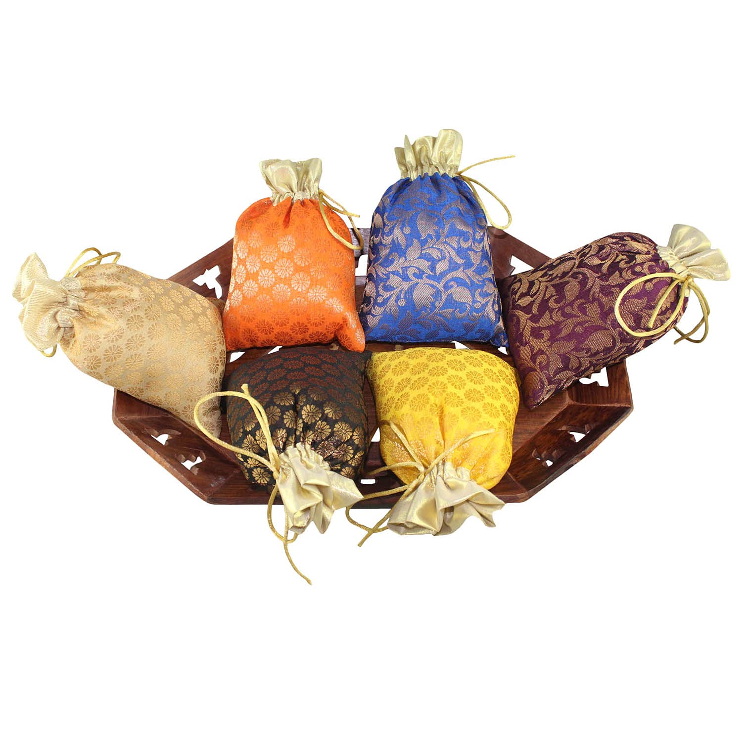 25 Elegant Brocade Drawstring Gift Bags 5