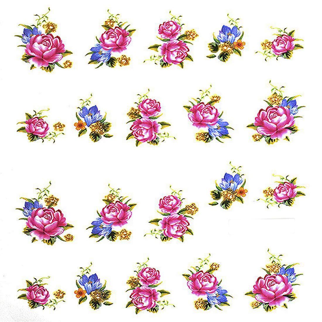 3D Rose & Saffron Valentine Love Nail Art Water Transfer Stickers - 6.2x5.2cm Manicure Decals for Romantic Dates, Bridal Showers & Special Occasions
