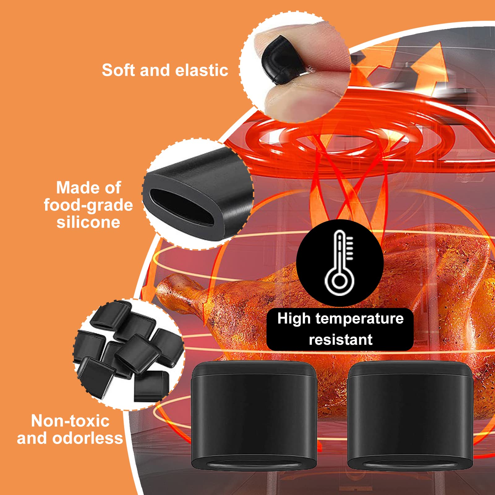 Premium 4-Piece Air Fryer Replacement Rubber Bumpers & Feet - Non-Slip Silicone Tips for Chefman Powel XL & Other Air Fryer Trays - Perfect for Stability & Protection on Countertops