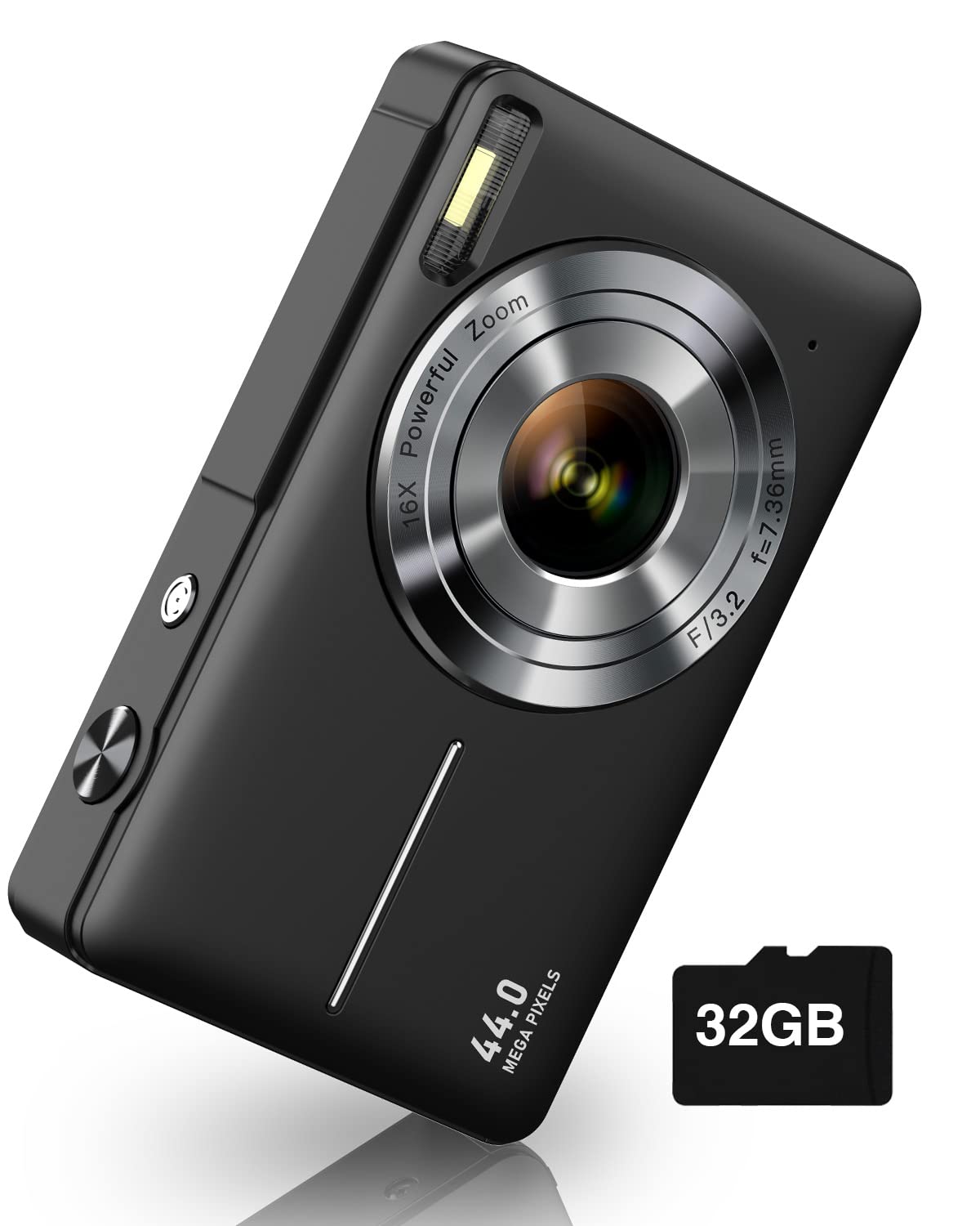Camkory 44MP FHD 1080P Kids Digital Camera with 16X Zoom - Compact Point and Shoot Camera for Boys & Girls, Includes 32GB SD Card, 2 Batteries & Lanyard - Perfect for Birthday Gifts, Travel Photography & First-Time Photographers
