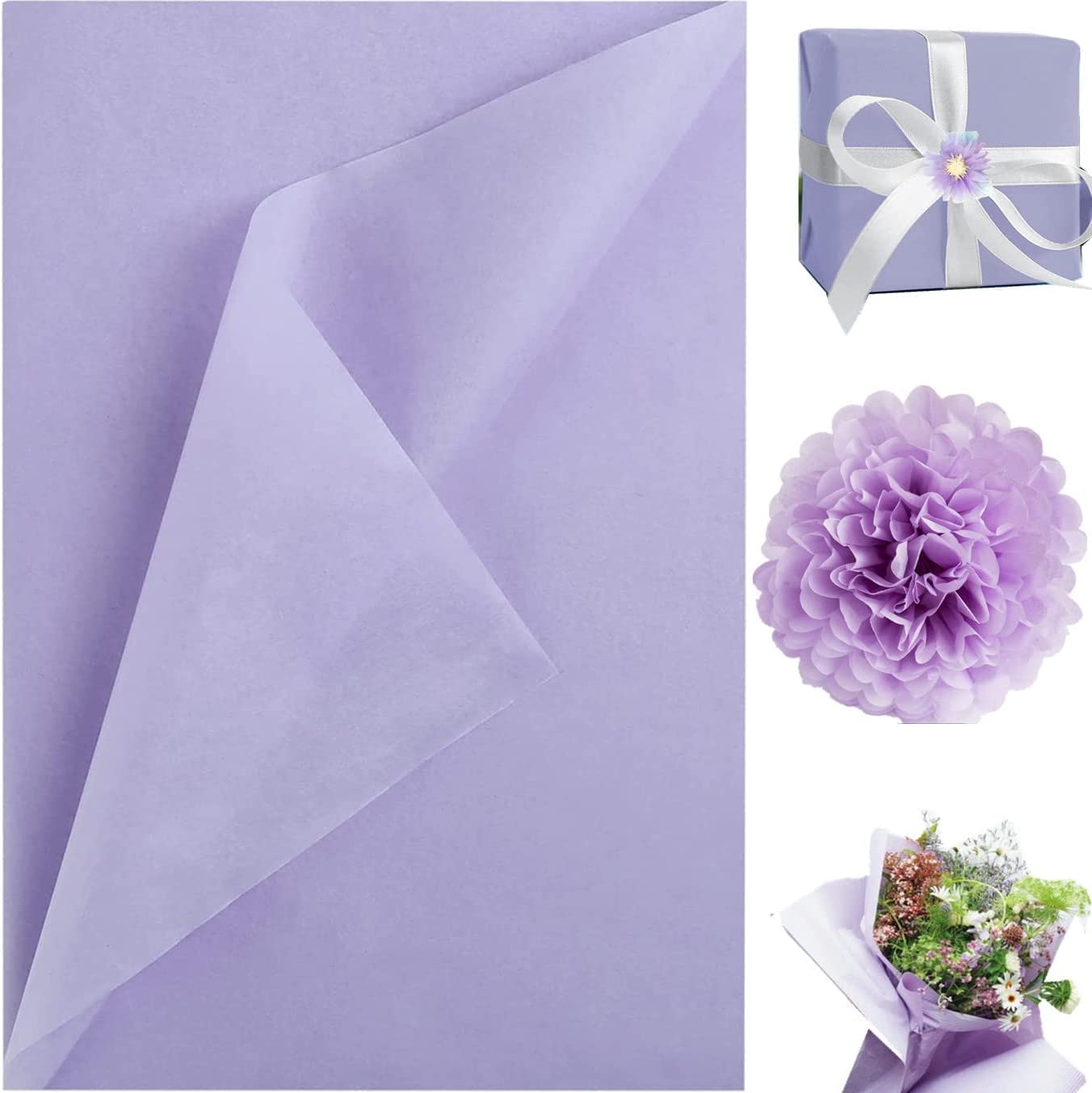 Premium 60-Sheet Purple Tissue Paper Bulk Pack (14