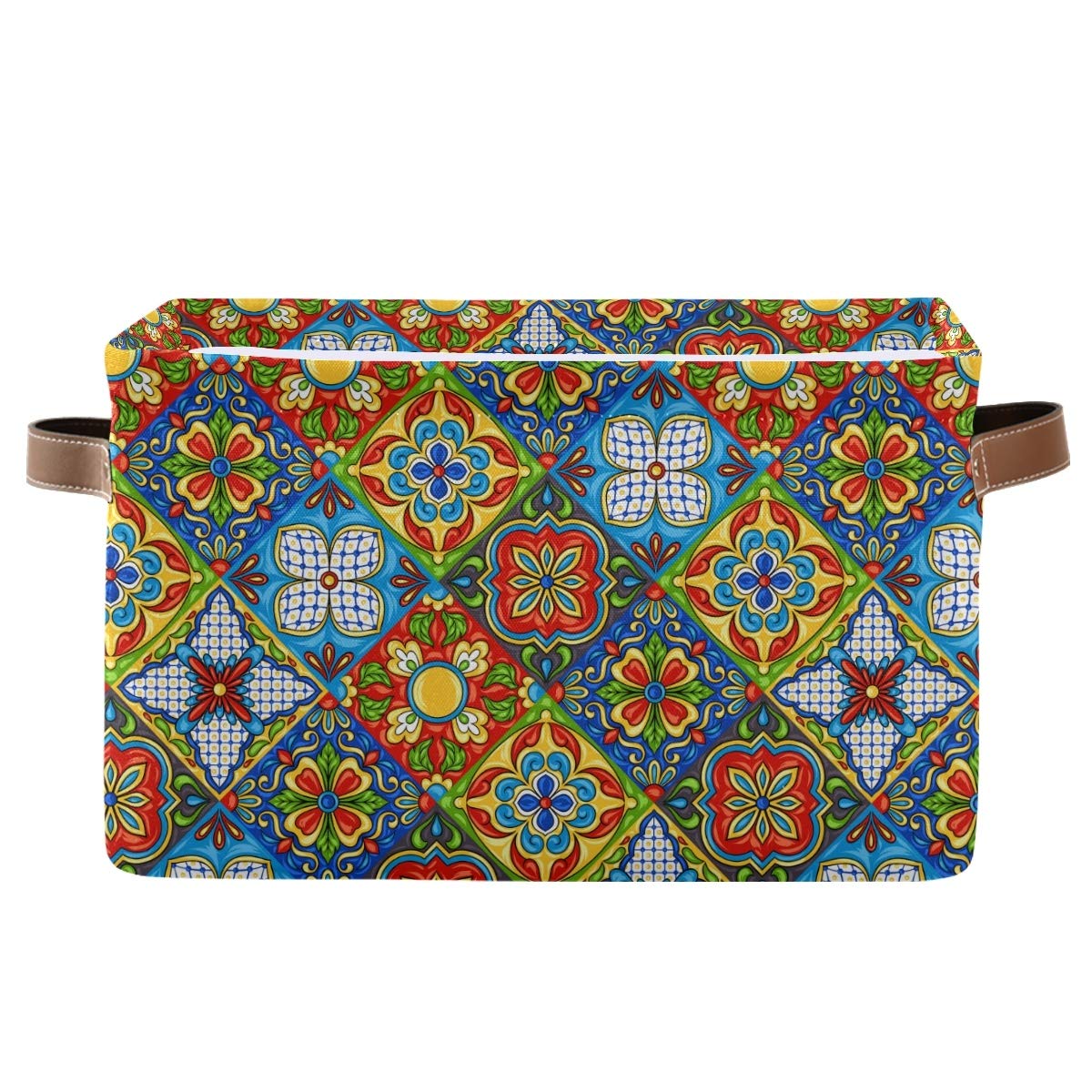 Mexican Talavera Storage Basket - Closet & Shelf Organizer Bin, Handmade Woven Cube Basket for Home Decor & Storage (1PC) - Perfect for Bedroom, Bathroom & Office Organization