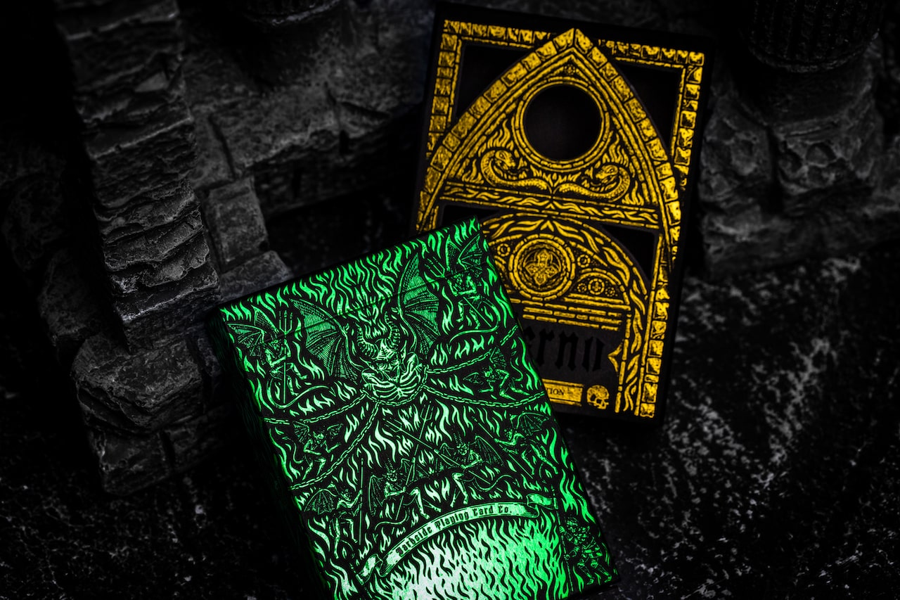 Inferno Playing Cards Emerald Blaze - Premium Poker Cards for Magic Tricks & Cardistry - Perfect for Game Nights, Casino Parties & Professional Performances