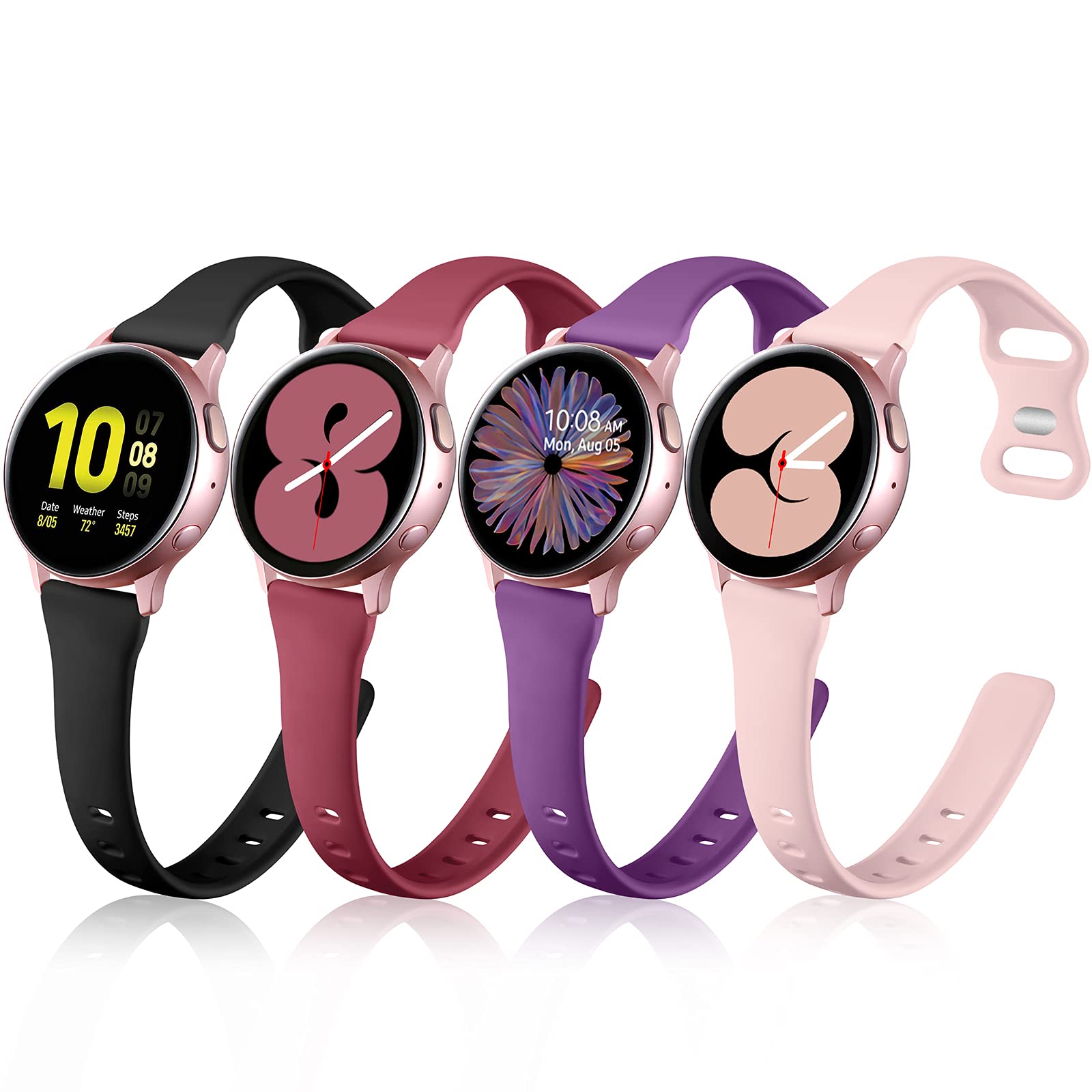GEAK 20mm Soft Silicone Replacement Band Compatible with Samsung Galaxy Watch 6/6 Classic, Watch 5/5 Pro, Galaxy Watch 4 & Active 2 - Slim Comfortable Strap for Men & Women - Perfect for Workouts, Running & Daily Wear