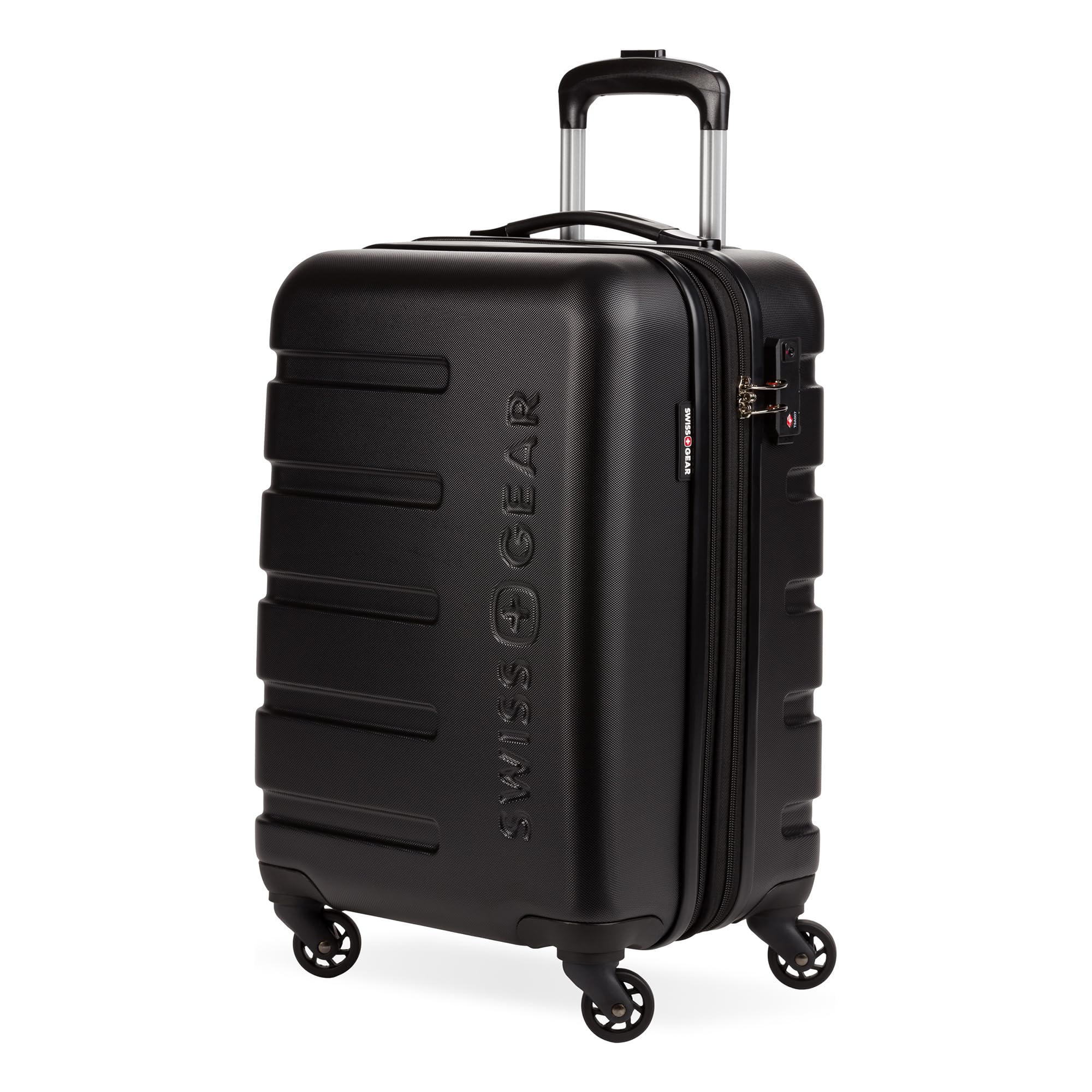 SwissGear 7366 Expandable Hardside Carry-On Luggage with 360° Spinner Wheels, 19-Inch Black Suitcase - Perfect for Air Travel & Business Trips