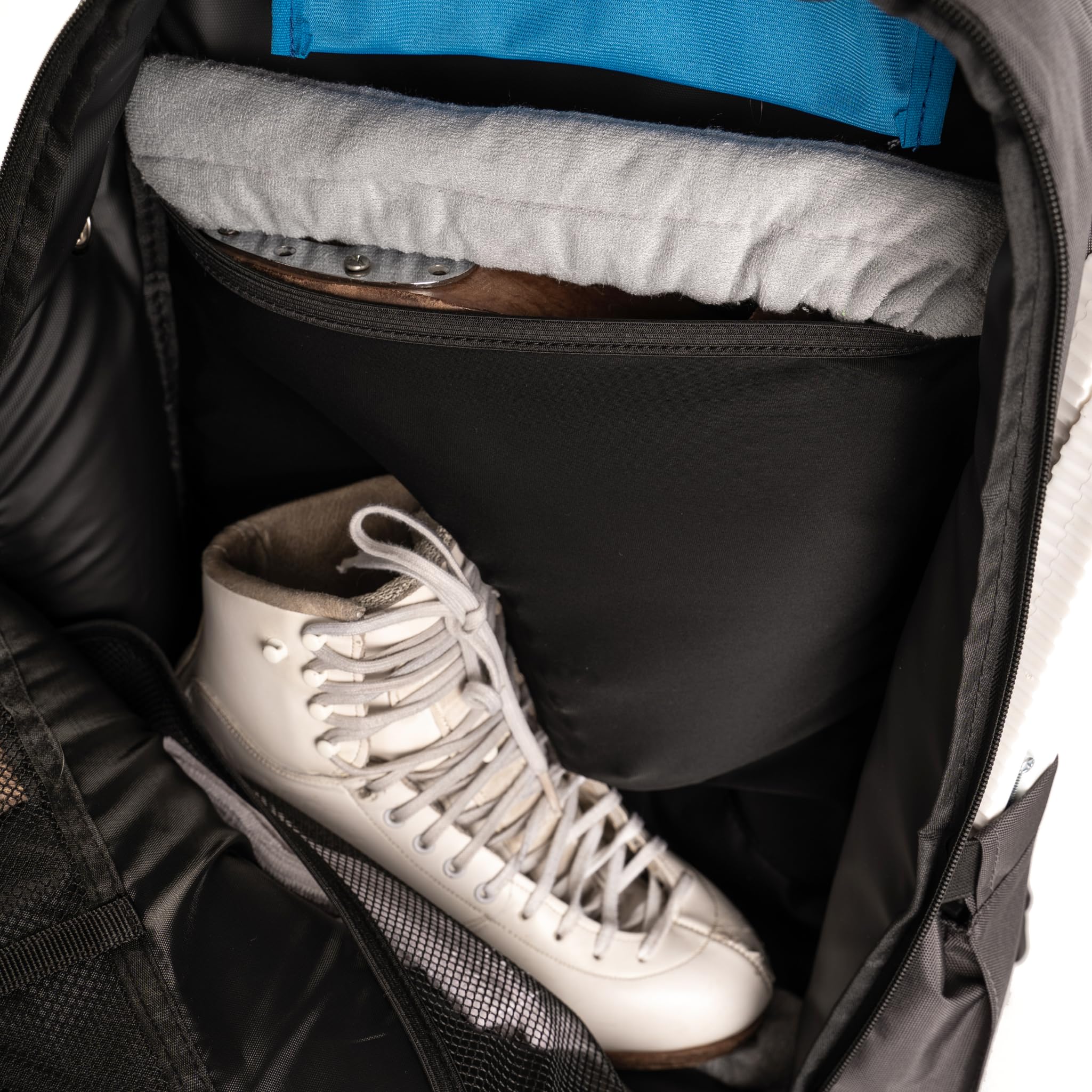 Skate Backpack for Skates & Gear - Durable Roller Skate Bag with Padded Laptop Compartment, Holds Skate Guards, Water Bottle, Towels & Accessories - Perfect for Ice Skating, Roller Derby & Skate Park Outings