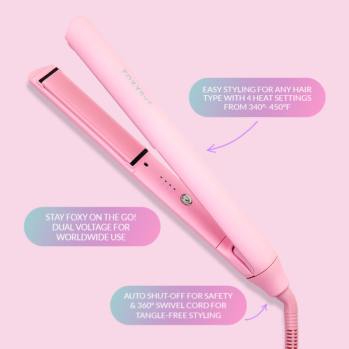 Pink Ceramic Flat Iron for Hair Styling - 1 Inch Professional Straightener for Smooth & Shiny Hair - Perfect for Home, Salon & Travel Use