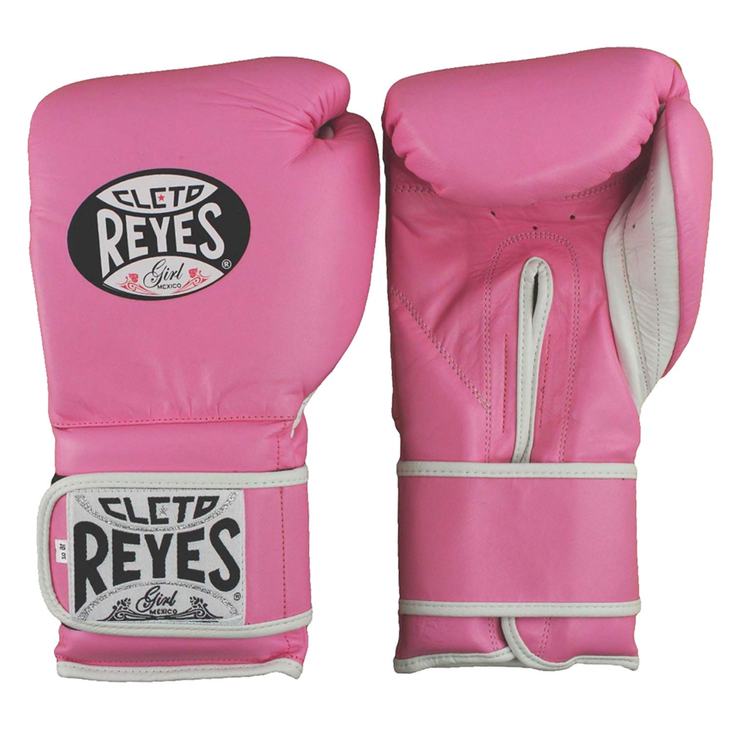 Cleto Reyes 16 oz Pink Leather Training Boxing Gloves - Hook and Loop Closure for Secure Fit - Perfect for Boxing Training, MMA, Fitness Workouts & Sparring Sessions