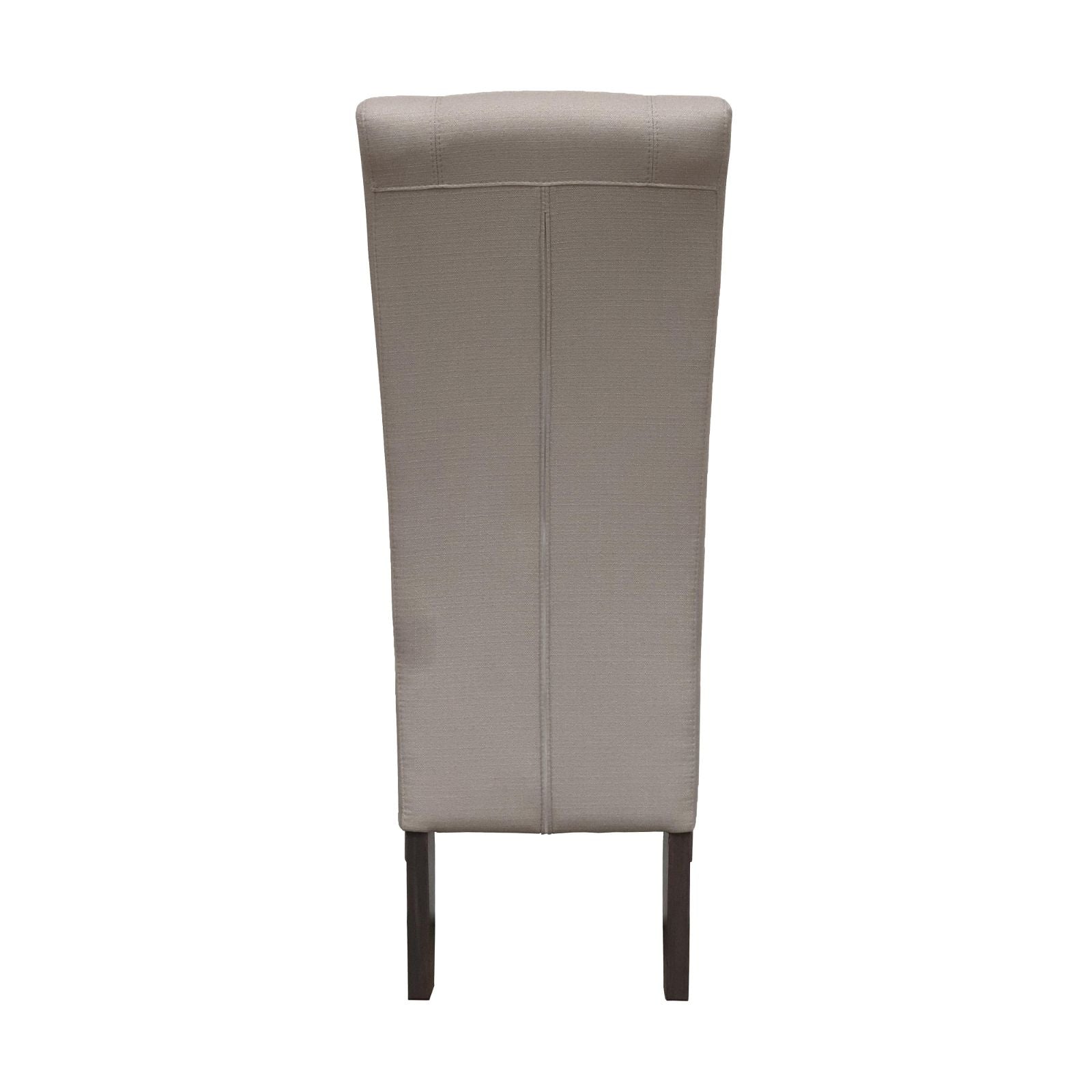 Chrome Fabric Dining Chairs with Rubberwood Legs in Textured Dry Grey Oak Finish - Set of 2 Modern Kitchen Chairs for Dining Room, Breakfast Nook & Small Space Decor