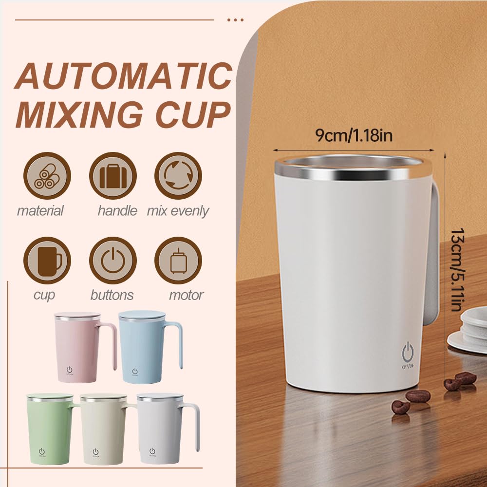 Upgraded Rechargeable Automatic Magnetic Stirring Coffee Mug - Electric Self Stirring Cup with Mixer for Coffee, Milk & Tea - Perfect for Office, Home & Travel Use (Pink)