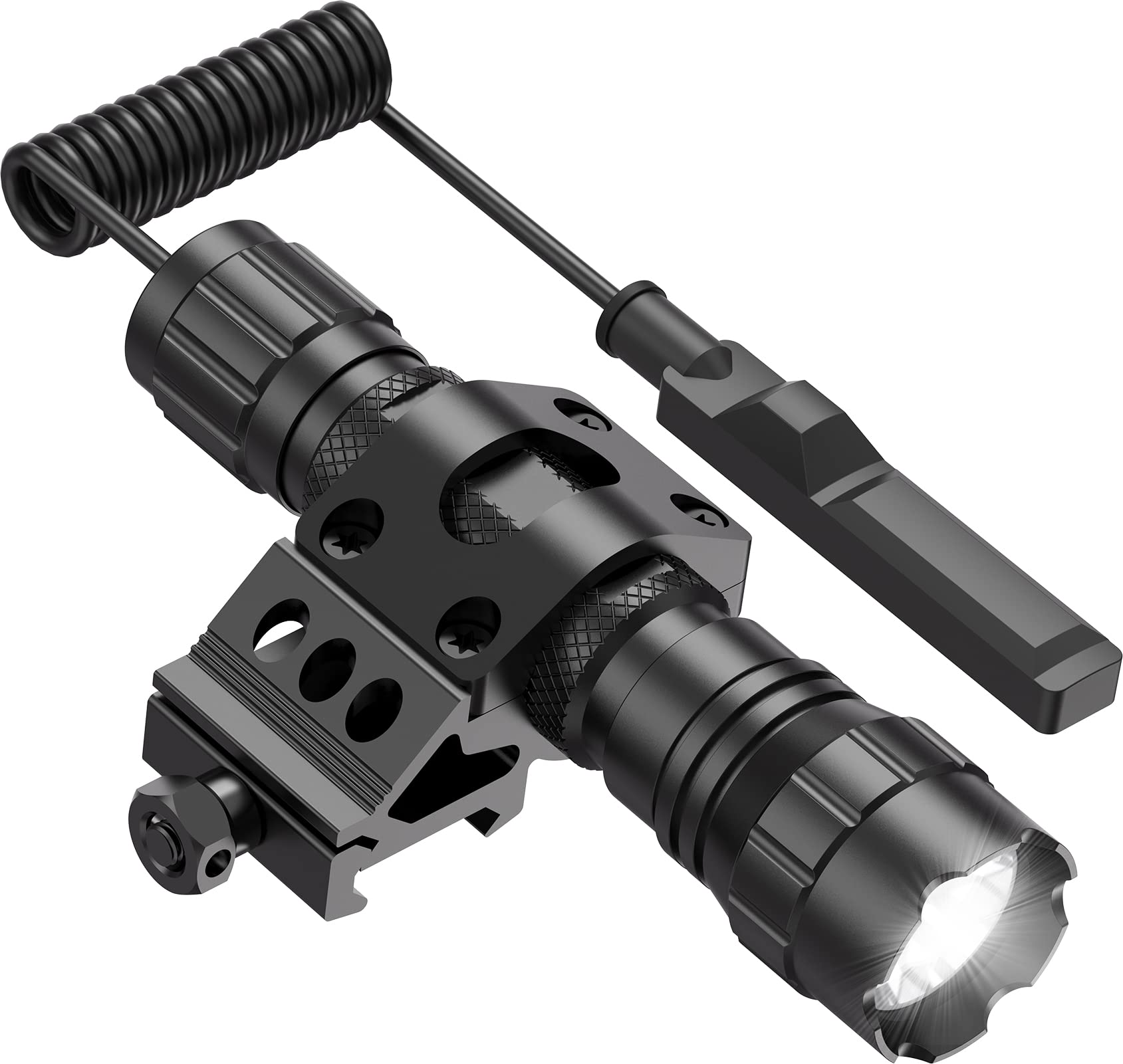 Feyachi 1200 Lumen Tactical Flashlight - LED Weapon Light with Picatinny/M-LOK Rail Mount & Pressure Switch - Perfect for Hunting, Camping, and Home Defense