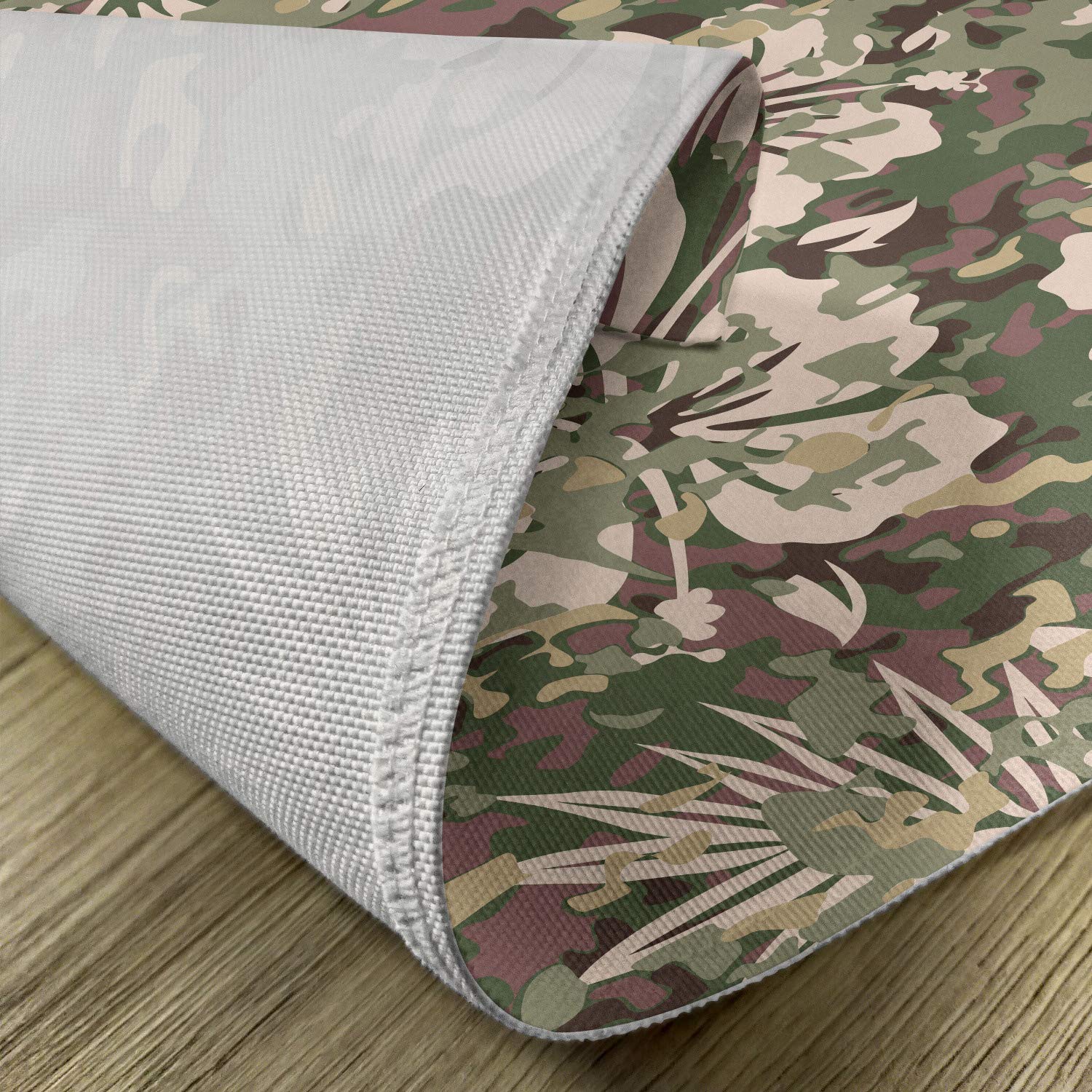 Ambesonne 4-Pack Camo Placemats - Hawaiian Tropical Jungle Forest Design with Hibiscus Flowers & Leaves - Washable Fabric Dining Table Mats (Standard Size, Dark Brown/Pale Pink) - Perfect for Luau Parties, Tropical Themed Dinners & Outdoor Entertaining