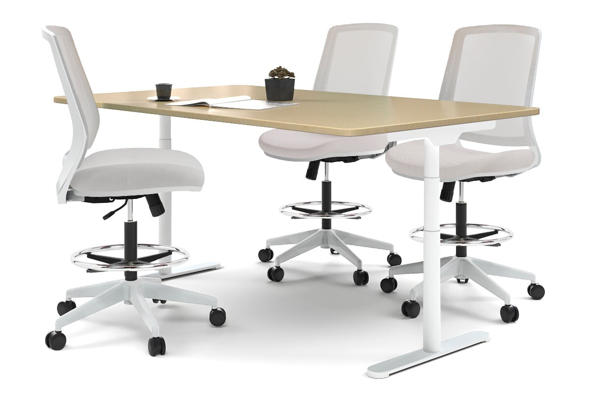 Flexi Premium Adjustable Height Sit Stand Meeting Table - Ergonomic Office Desk for Home & Workspace - Perfect for Video Calls, Team Meetings & Remote Work